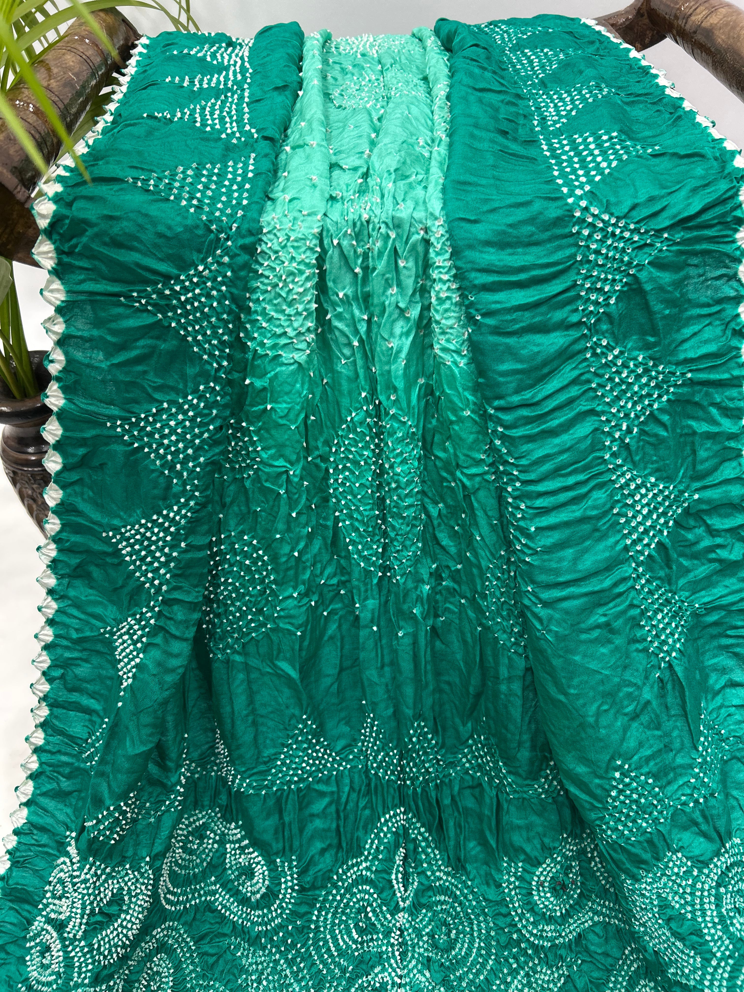 Sea Green Rama Gajji Bharati Designer Bandhani Saree Sarees