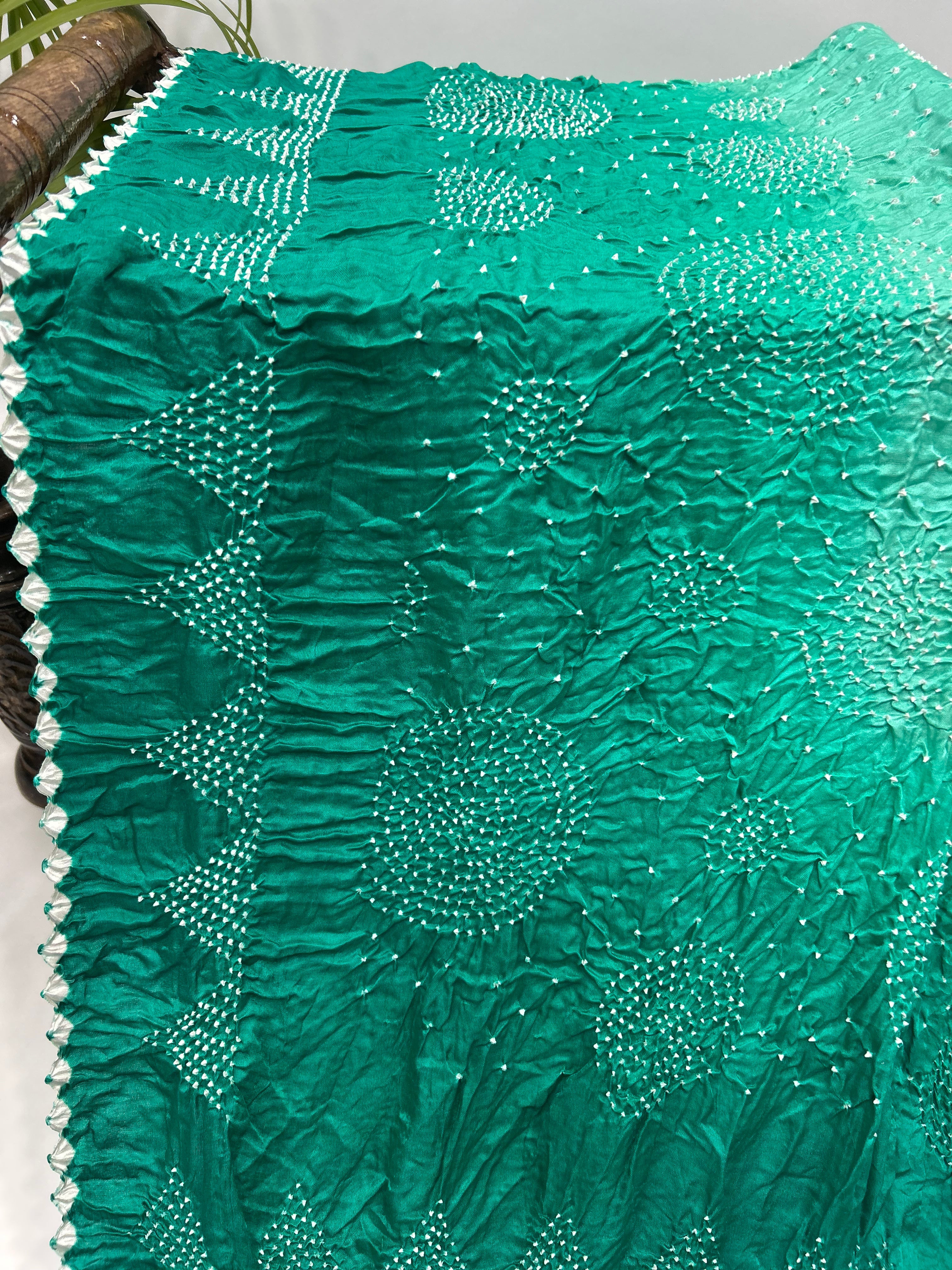 Sea Green Rama Gajji Bharati Designer Bandhani Saree Sarees