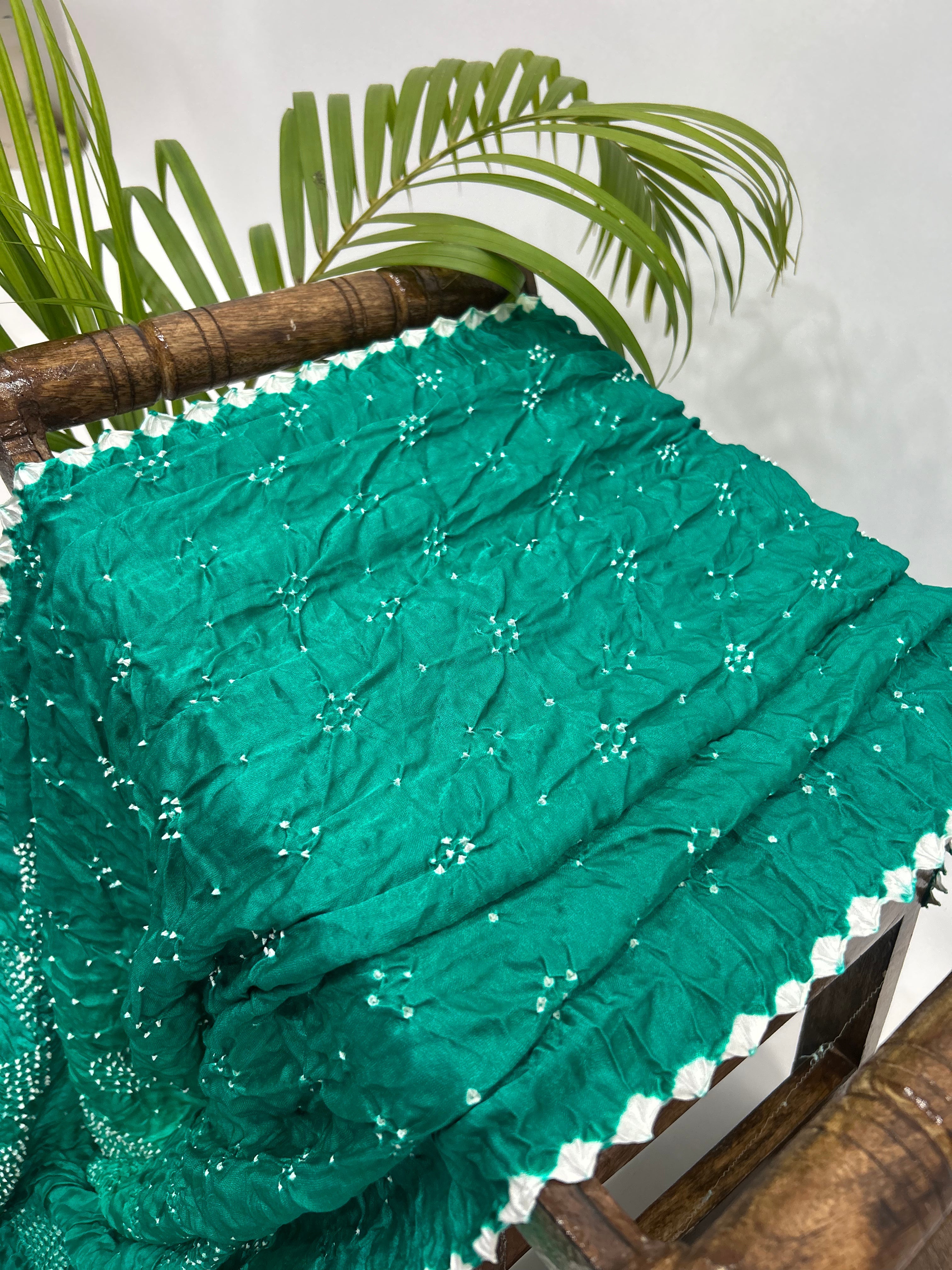 Sea Green Rama Gajji Bharati Designer Bandhani Saree Sarees