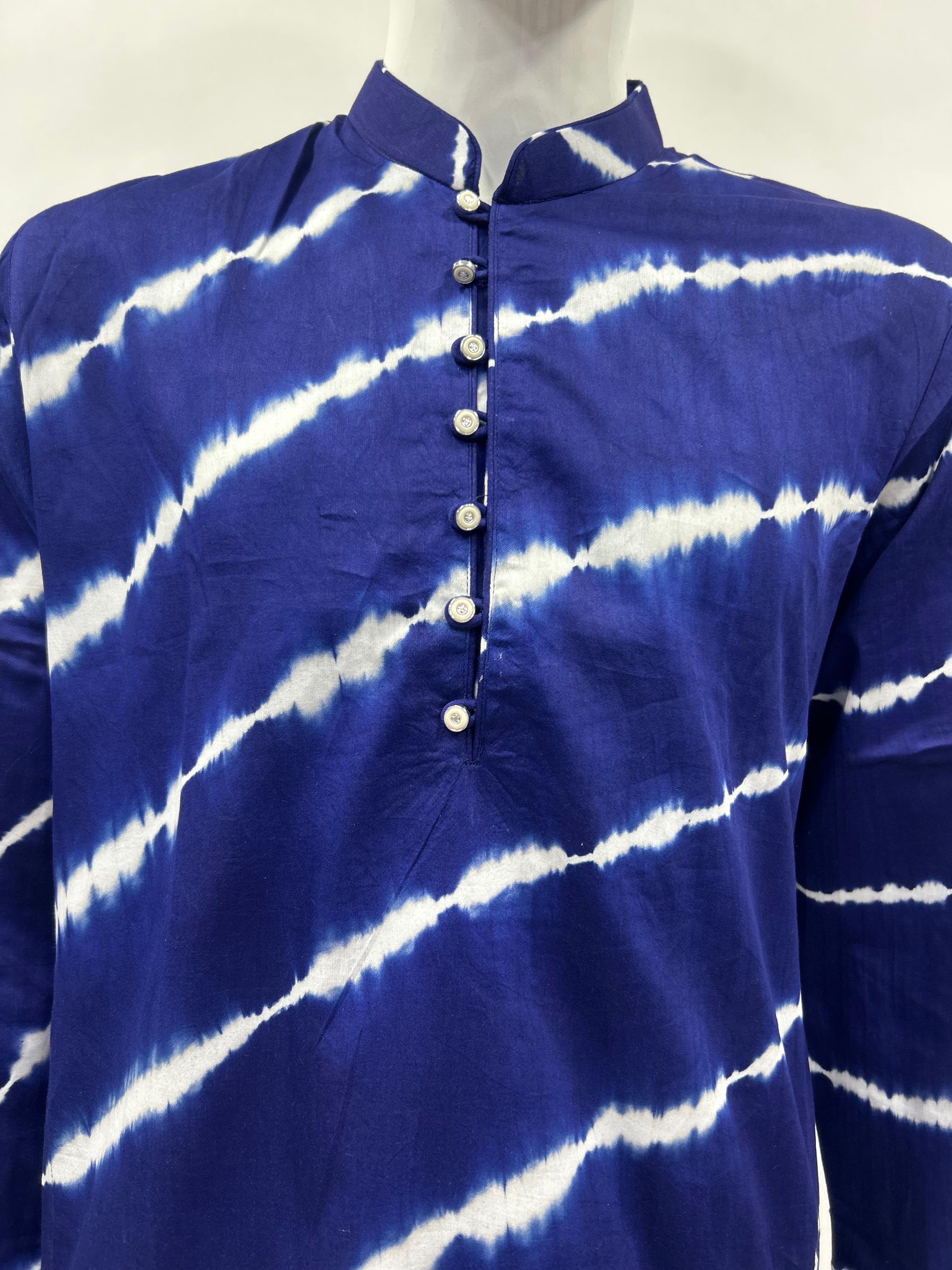 Navy Blue Cotton Satin Men’s Kurta