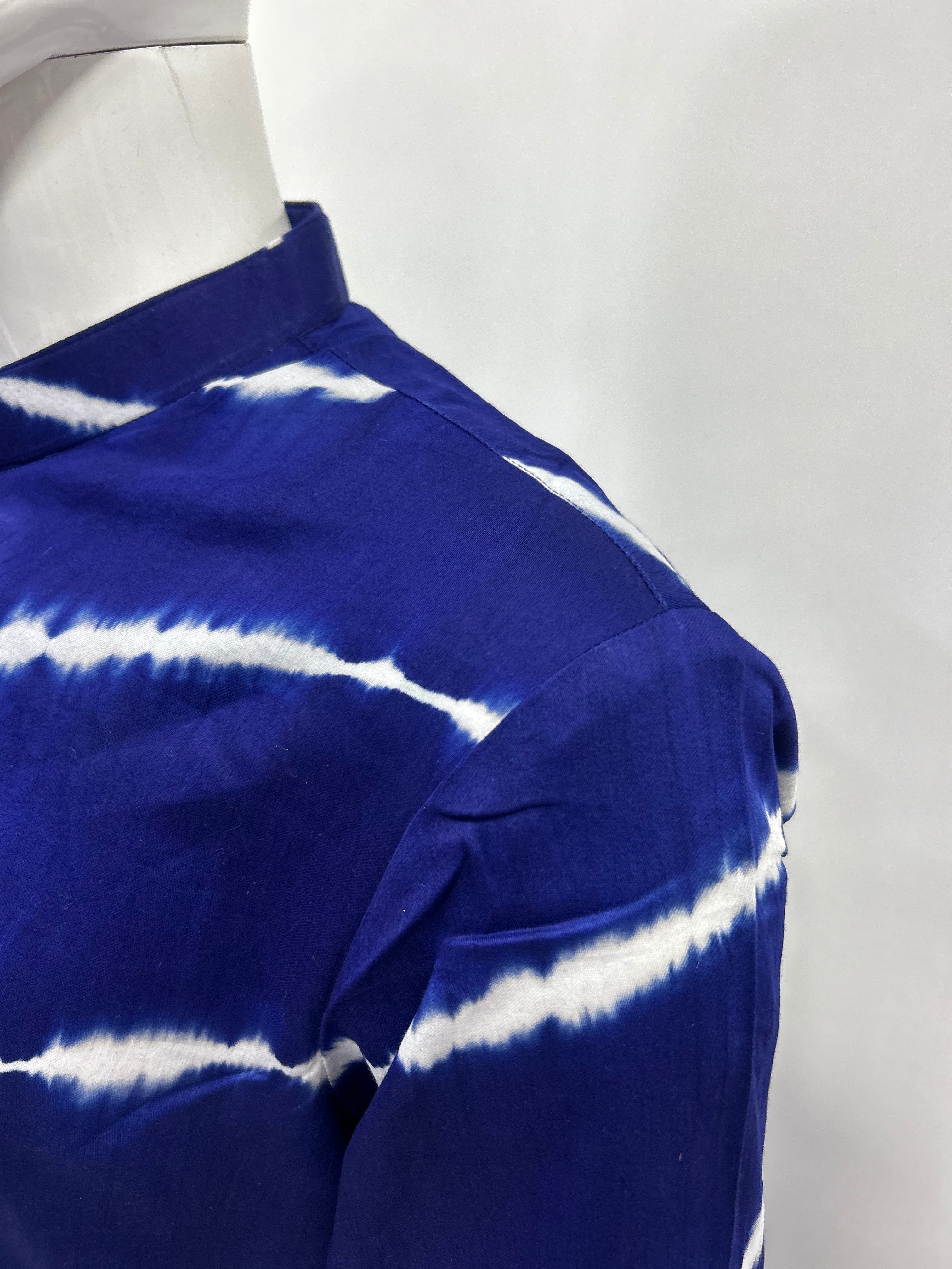 Navy Blue Cotton Satin Men’s Kurta