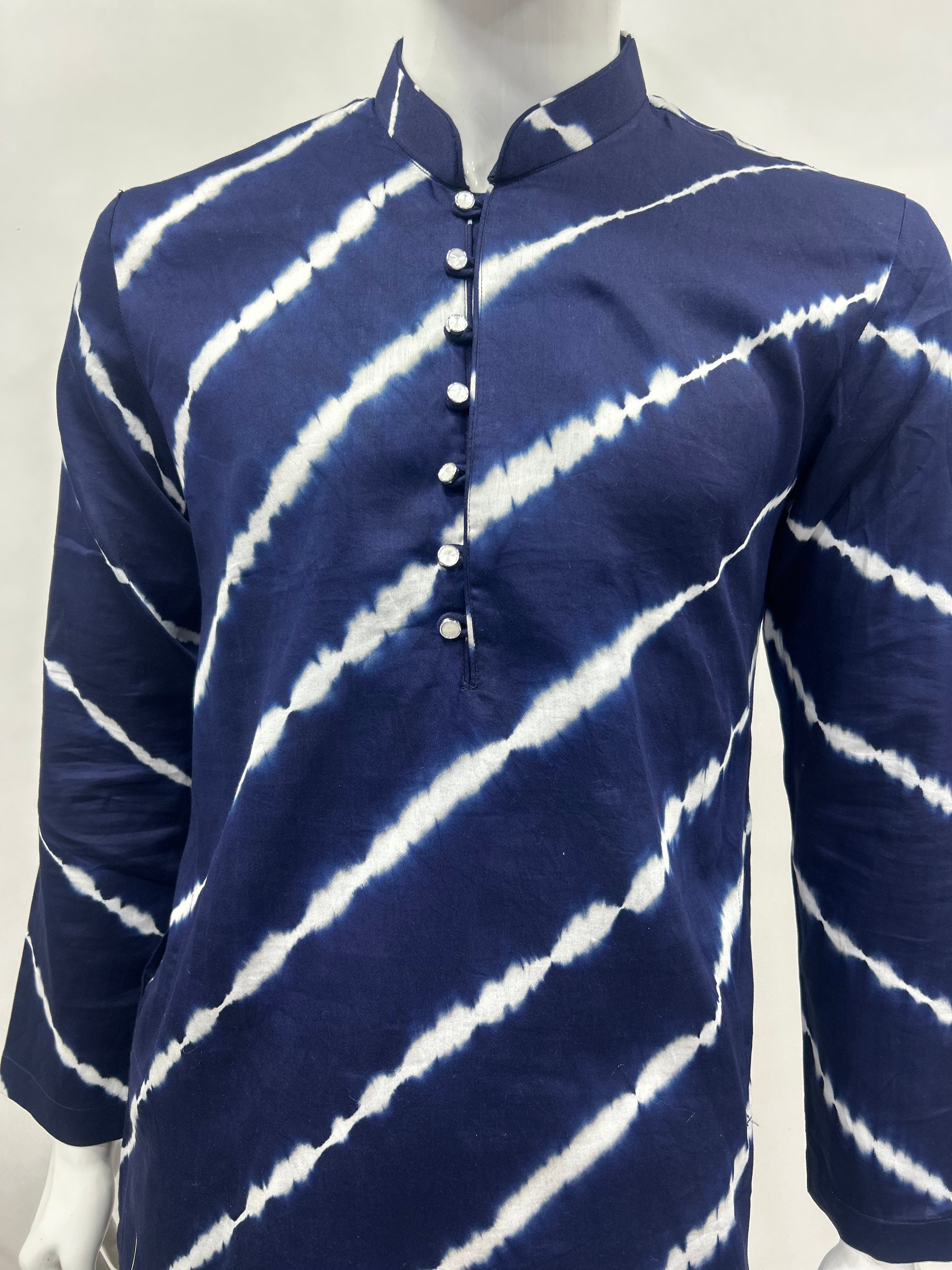 Indigo Blue Cotton Satin Men’s Kurta