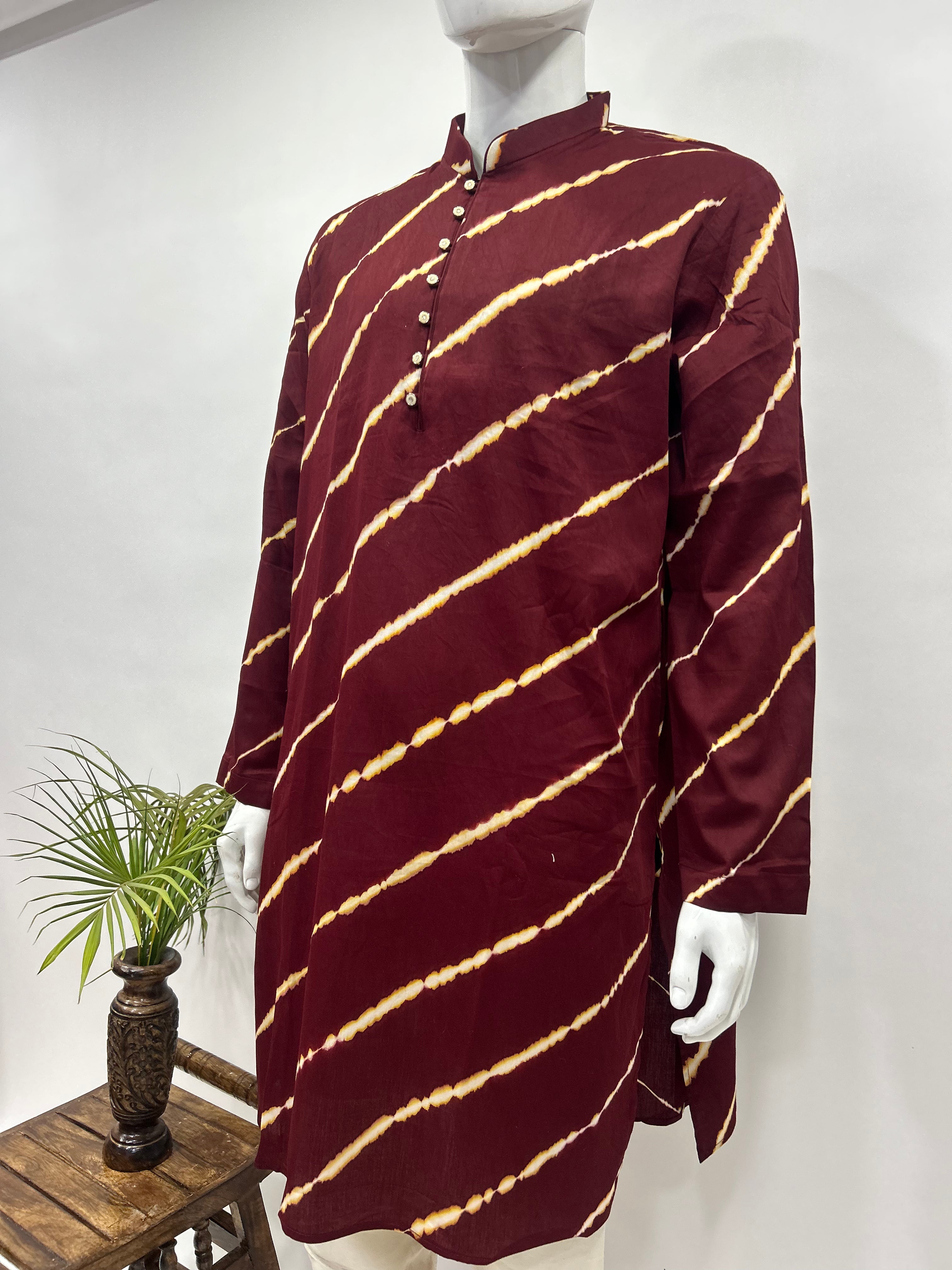 Maroon Cotton Satin Men’s Kurta