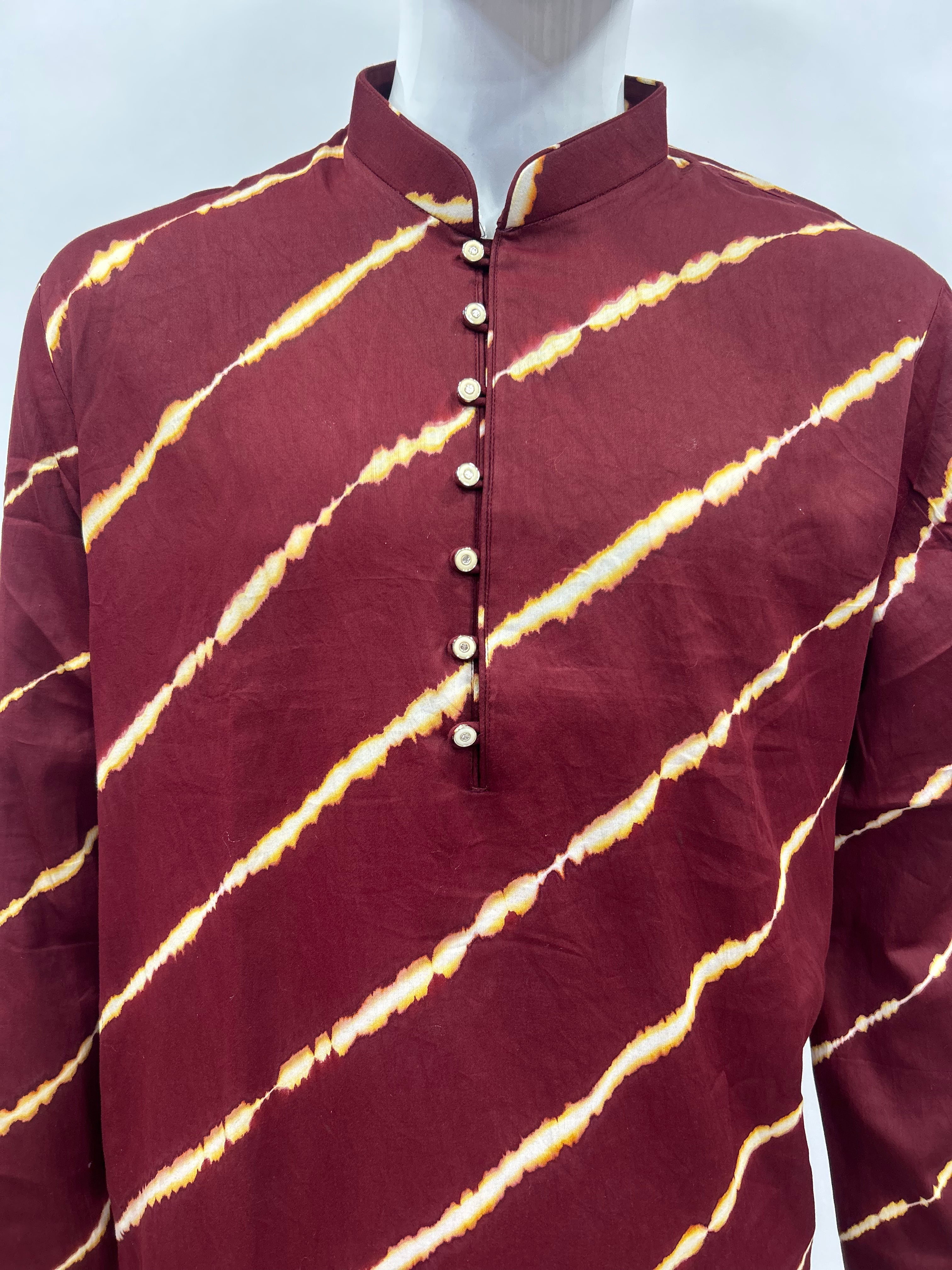 Maroon Cotton Satin Men’s Kurta