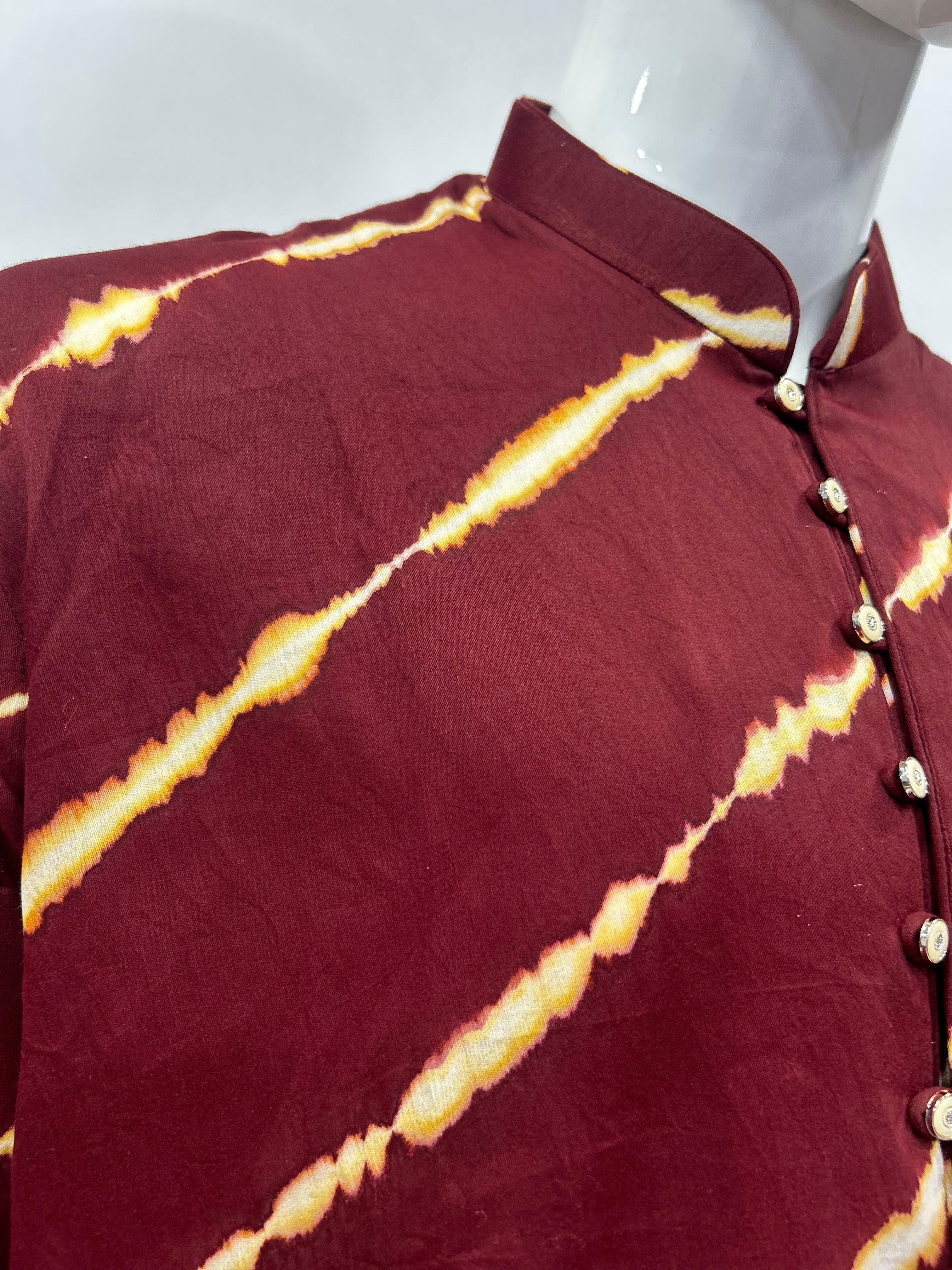 Maroon Cotton Satin Men’s Kurta