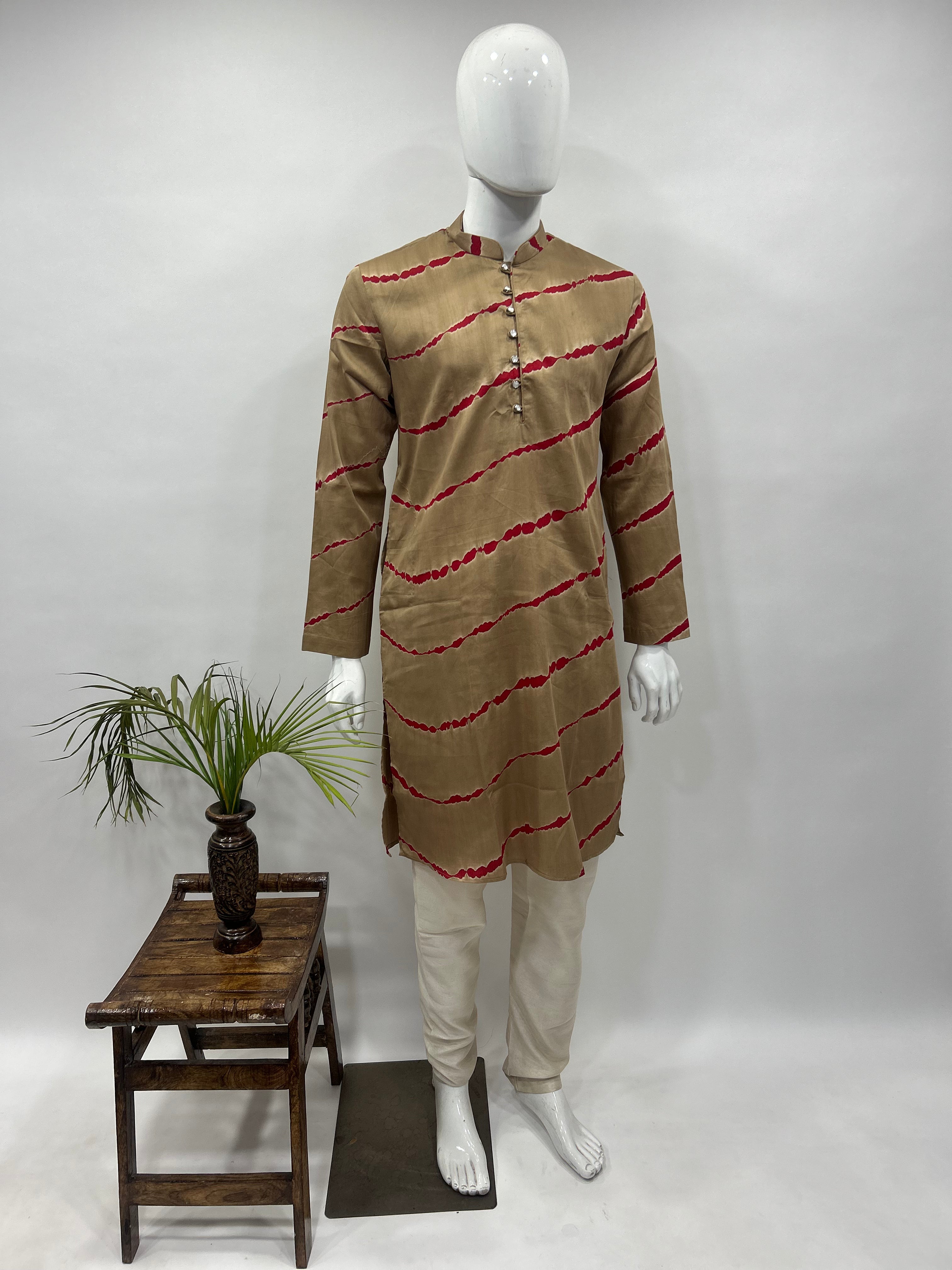 Chickoo Cotton Satin Men’s Kurta
