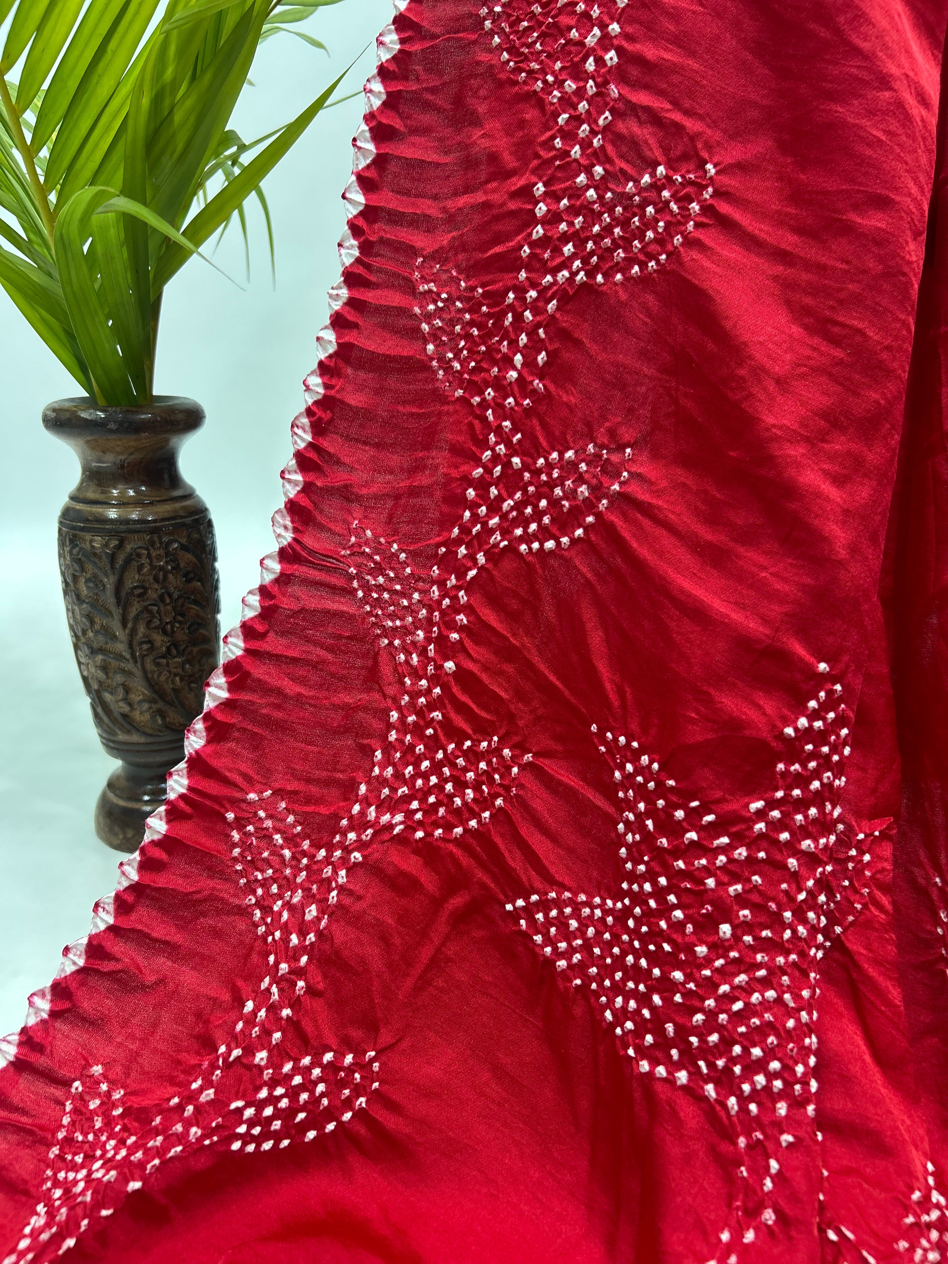 Maroon Gajji Designer Bandhani Saree Sarees