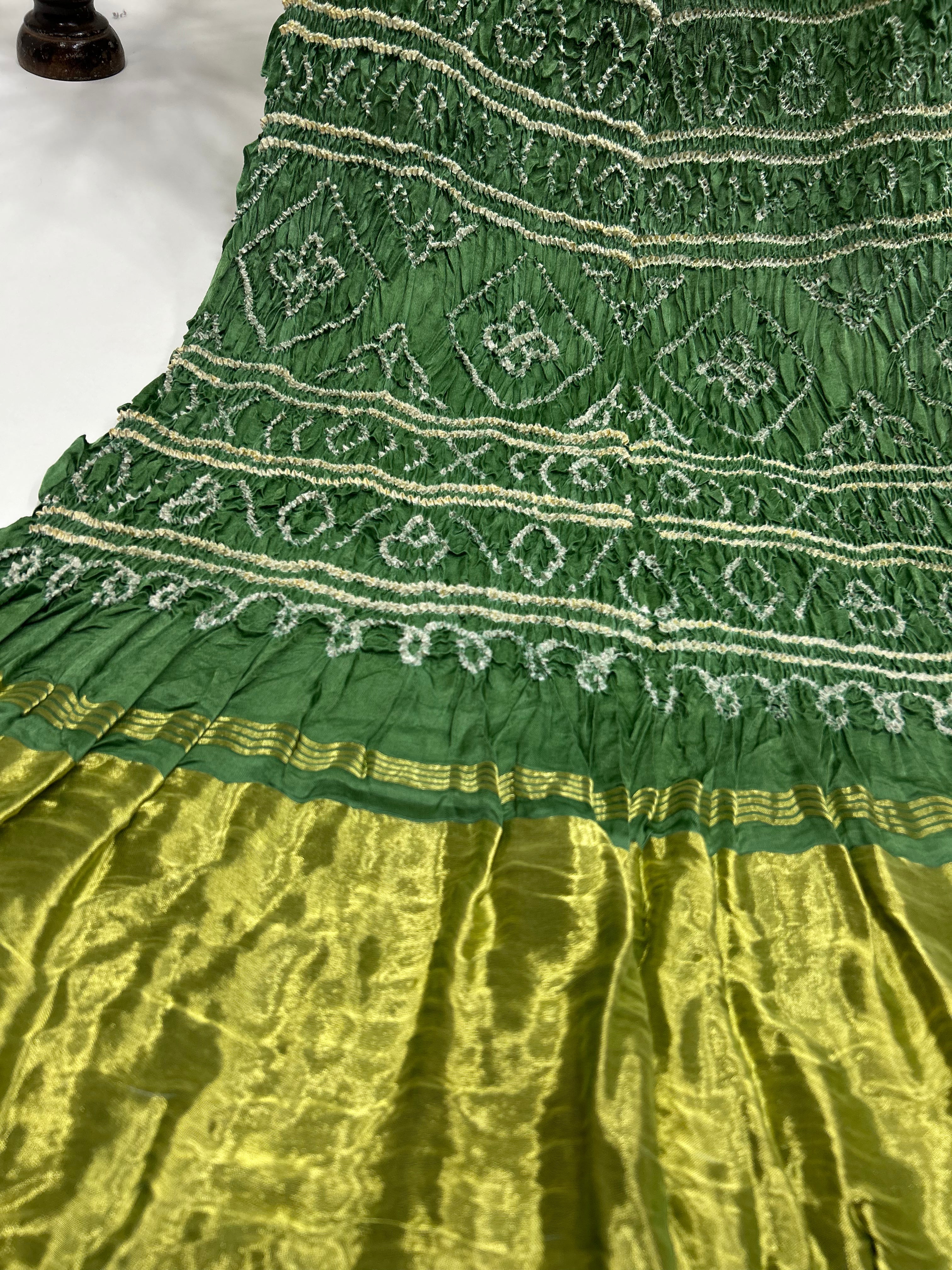 Pista Gajji Silk Single Dot Bandhani Saree green / Gajji Silk Sarees