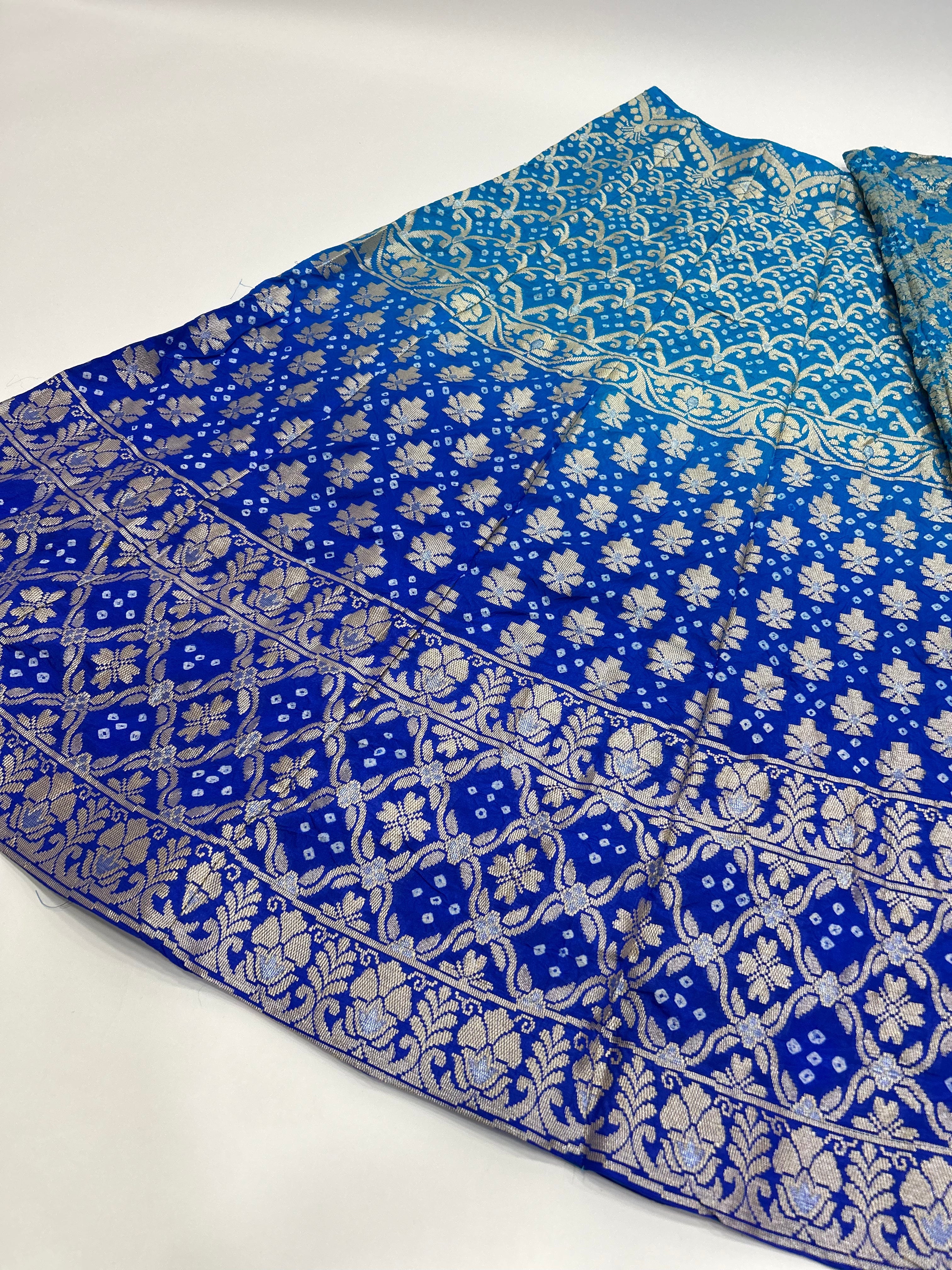 Firozy-Blue Art Dupion Silk Chaniya Choli Material blue / Art Silk Lehengas