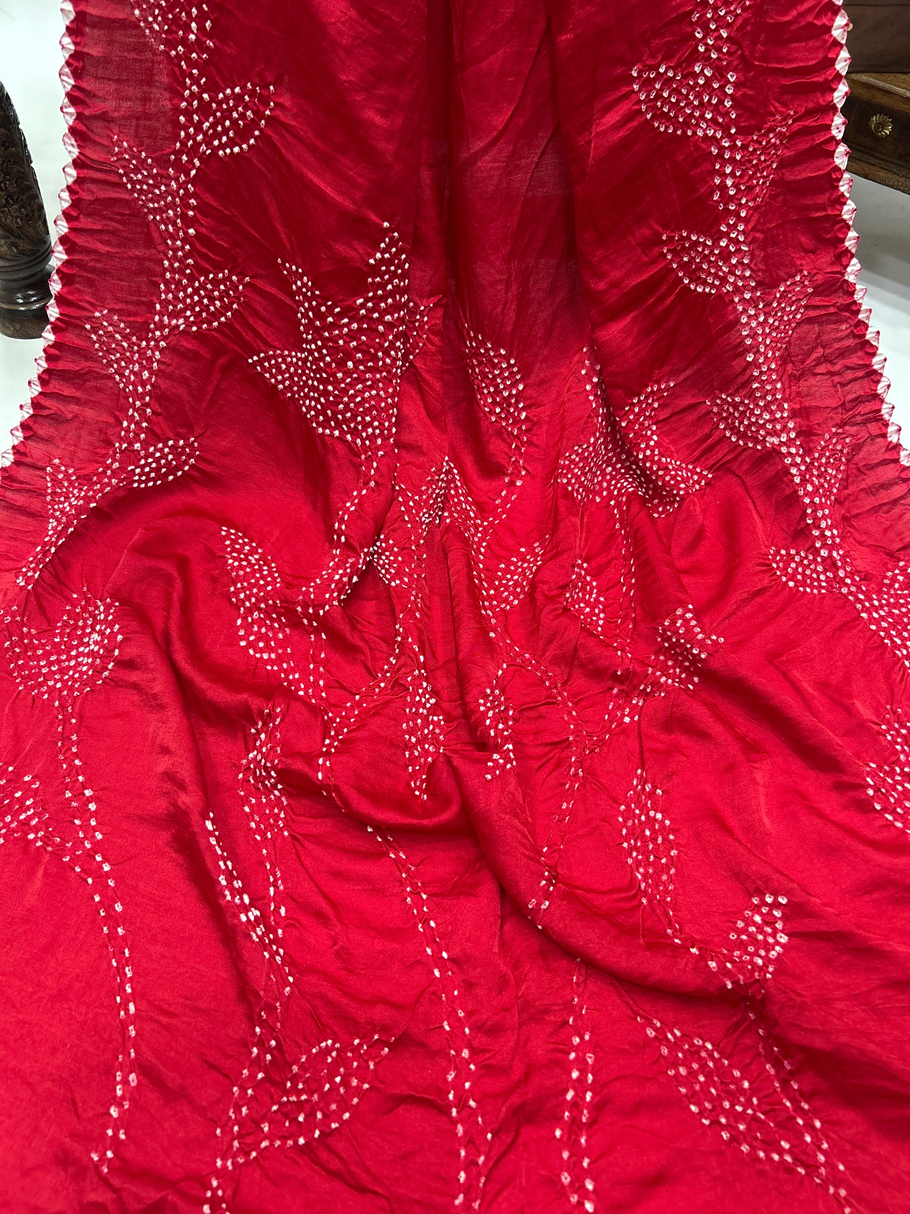 Maroon Gajji Designer Bandhani Saree Sarees