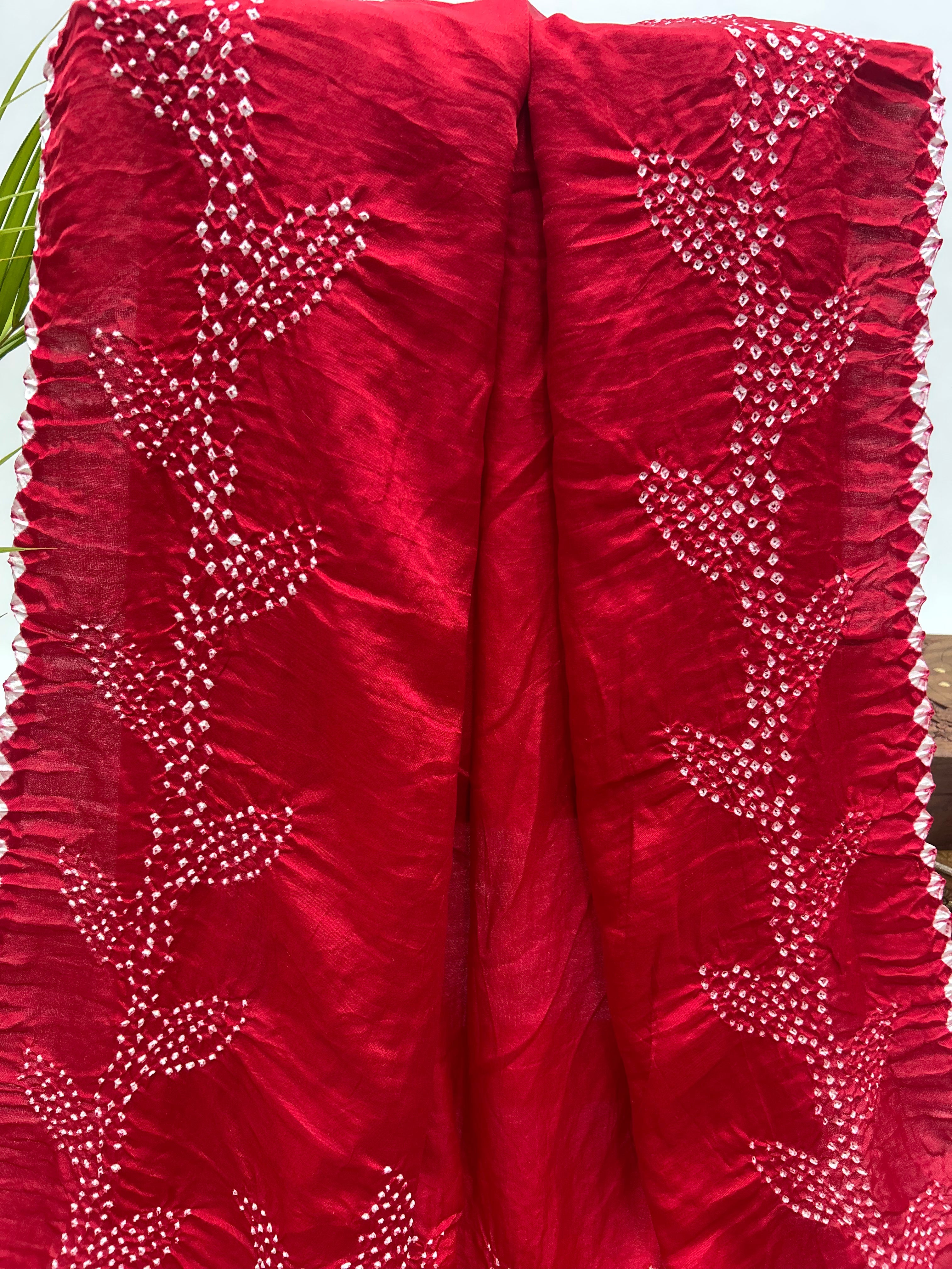Maroon Gajji Designer Bandhani Saree Sarees