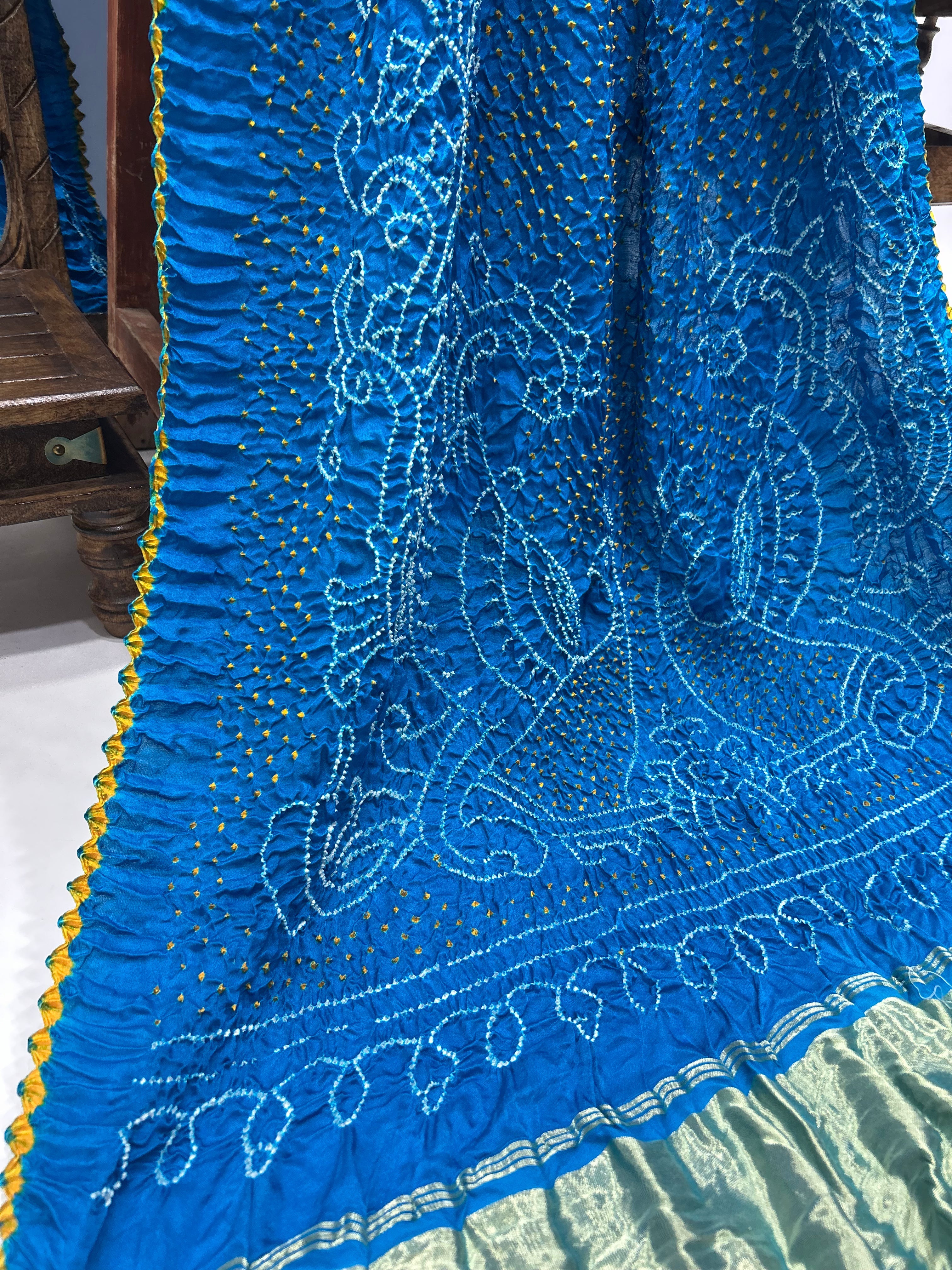 Firozy Mor Palav Gajji Designer Bandhani Saree Sarees