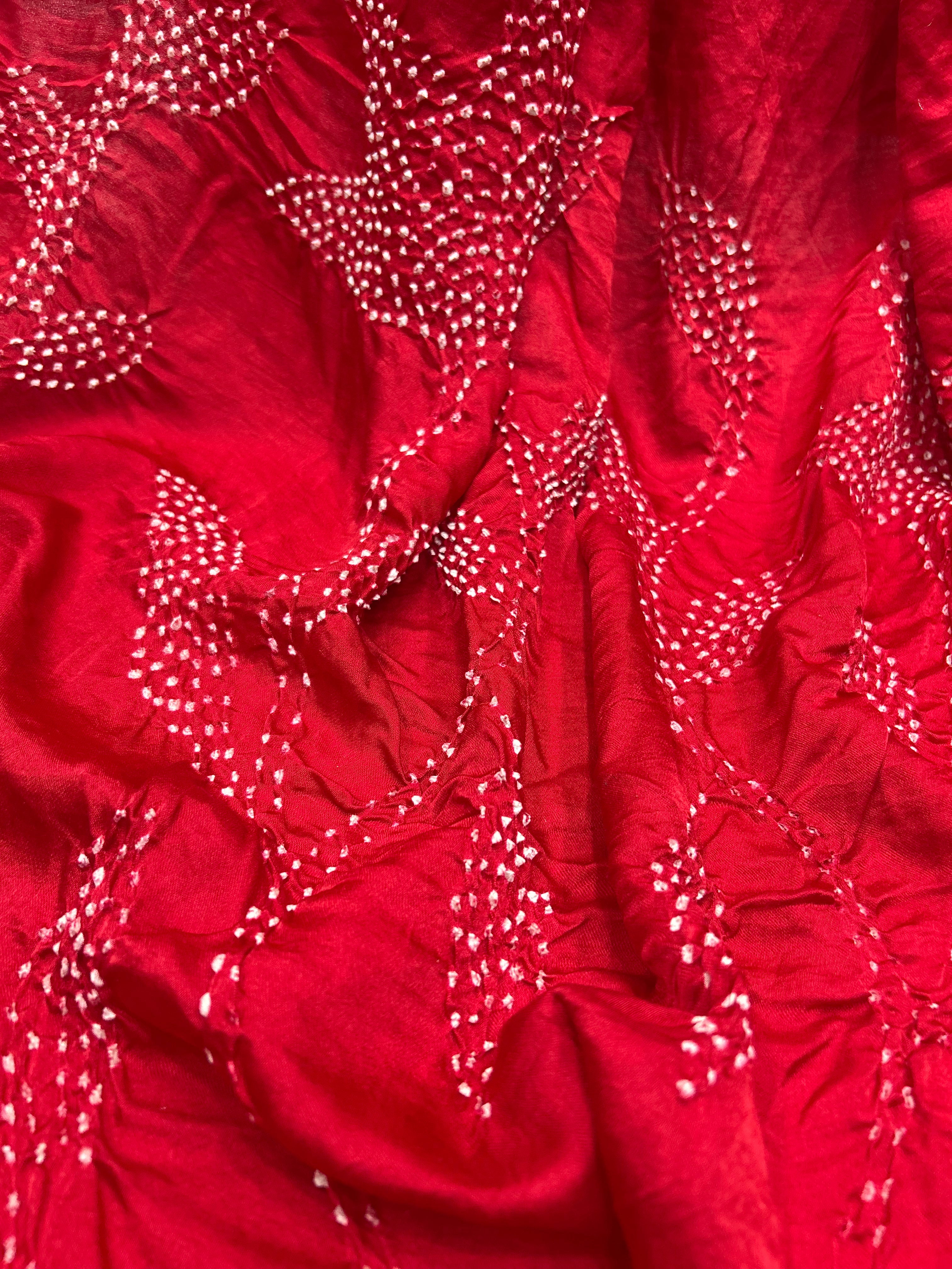 Maroon Gajji Designer Bandhani Saree Sarees