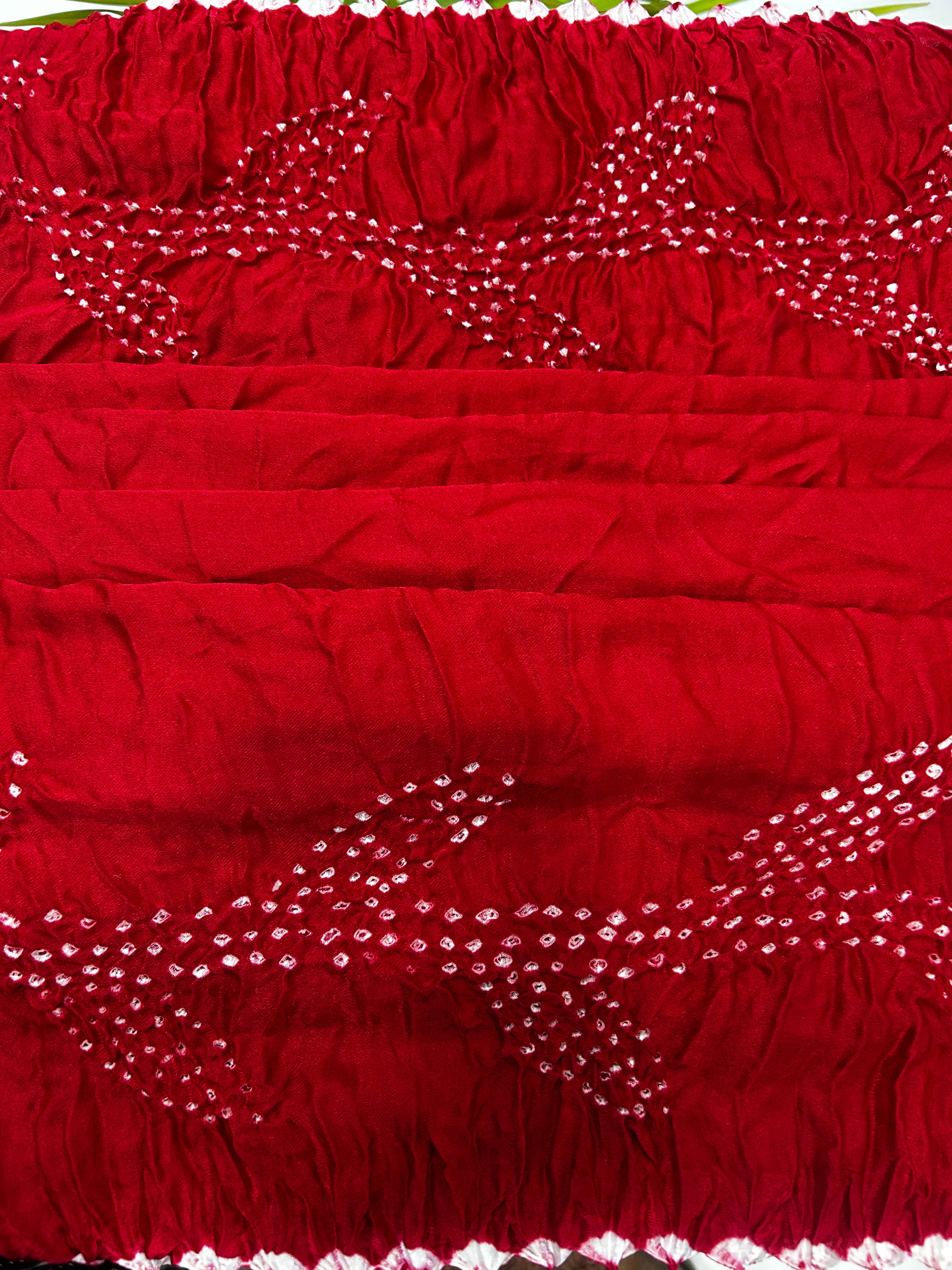 Maroon Gajji Designer Bandhani Saree Sarees