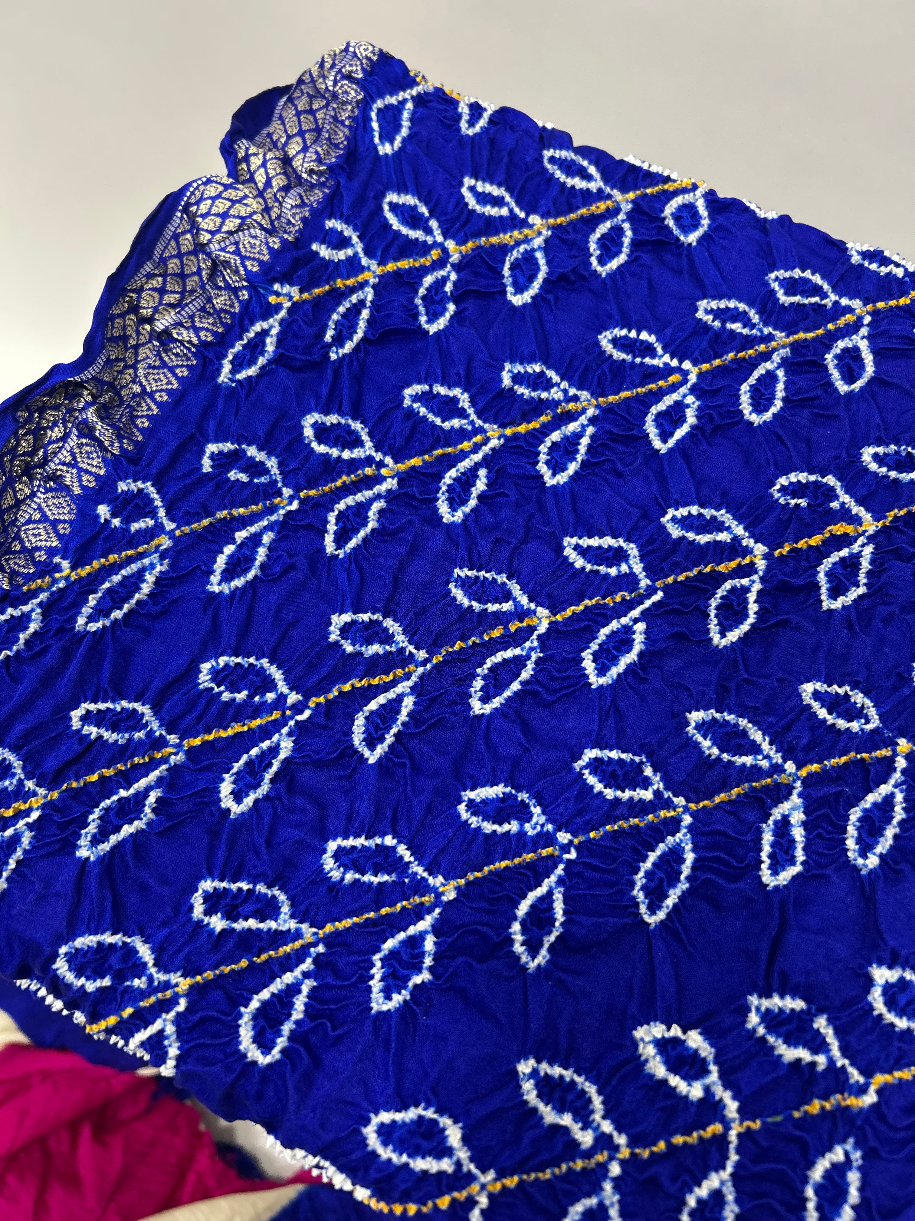 Rani-Blue Gajji Silk Designer Gala Saree with 3 Colour Dying blue / Gajji Silk Sarees