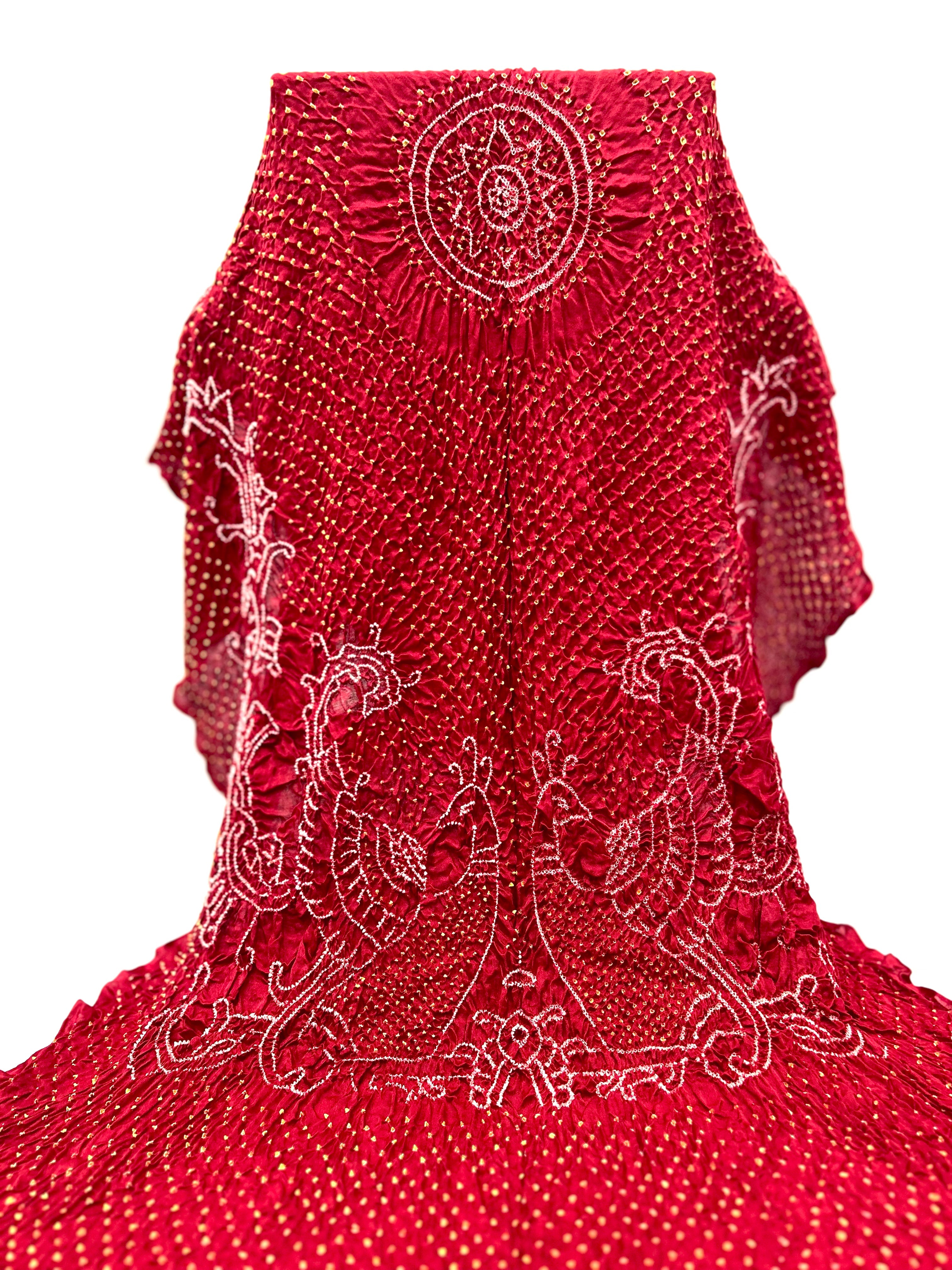 Maroon Gajji Silk Mor Pankh Bandhani Dupatta maroon / Gajji Silk Dupattas