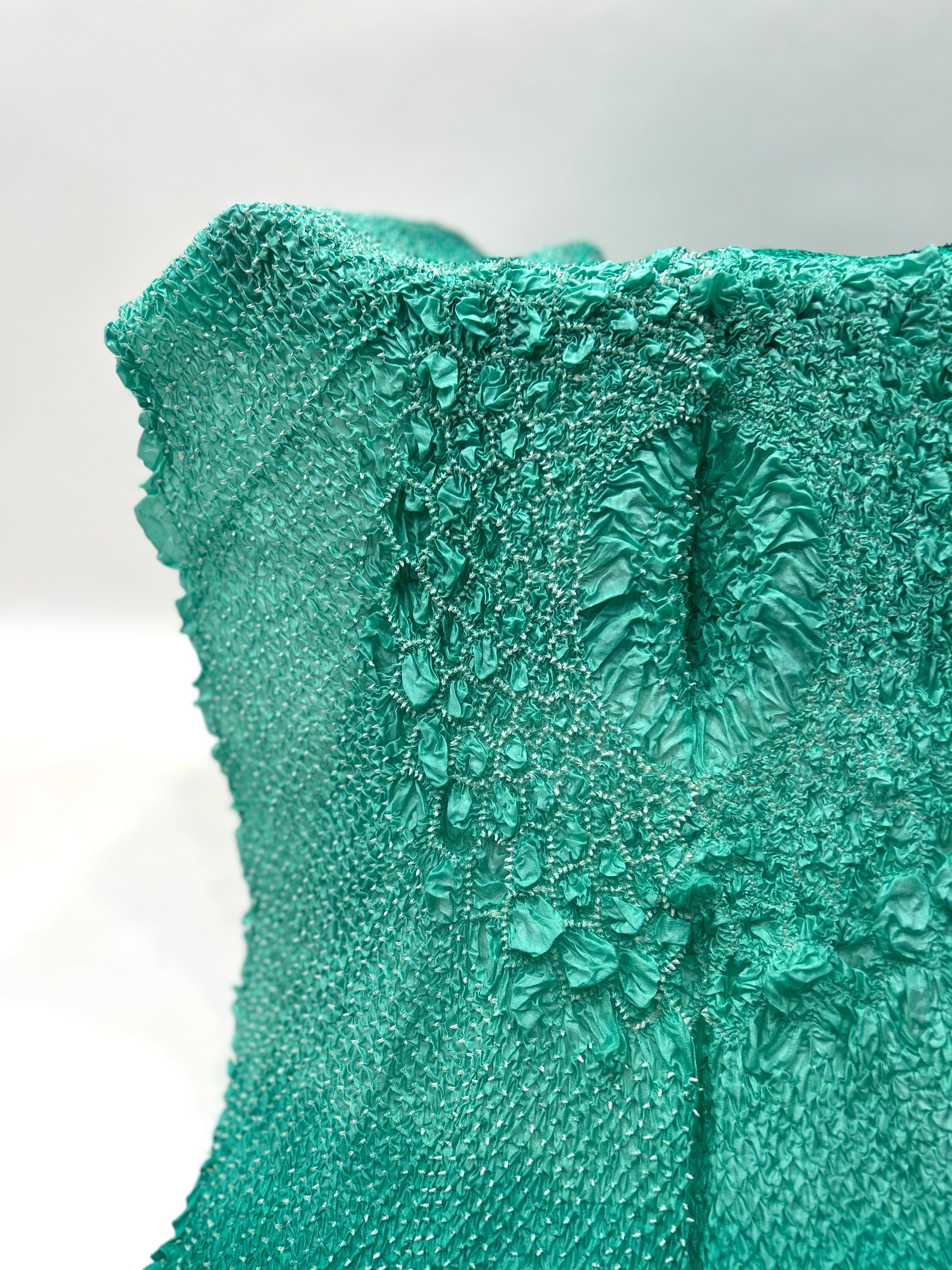 Sea Green-Rama Soft Silk Light Weight Lotus Design Habutai Dupatta cyan / Soft Silk Dupattas
