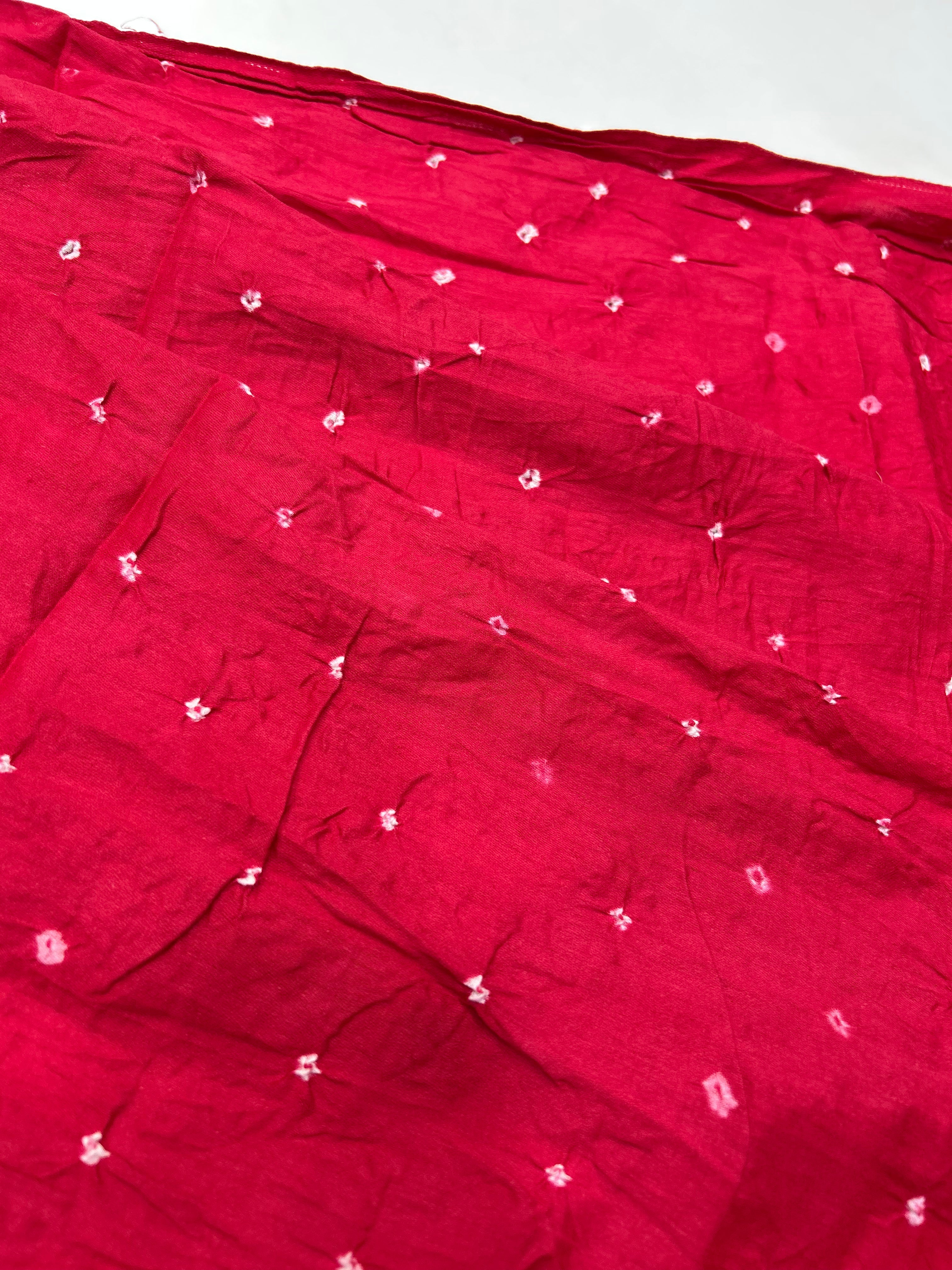 Maroon-Yellow Cotton Fancy Work Bandhani Dress Material maroon / Cotton Dresses