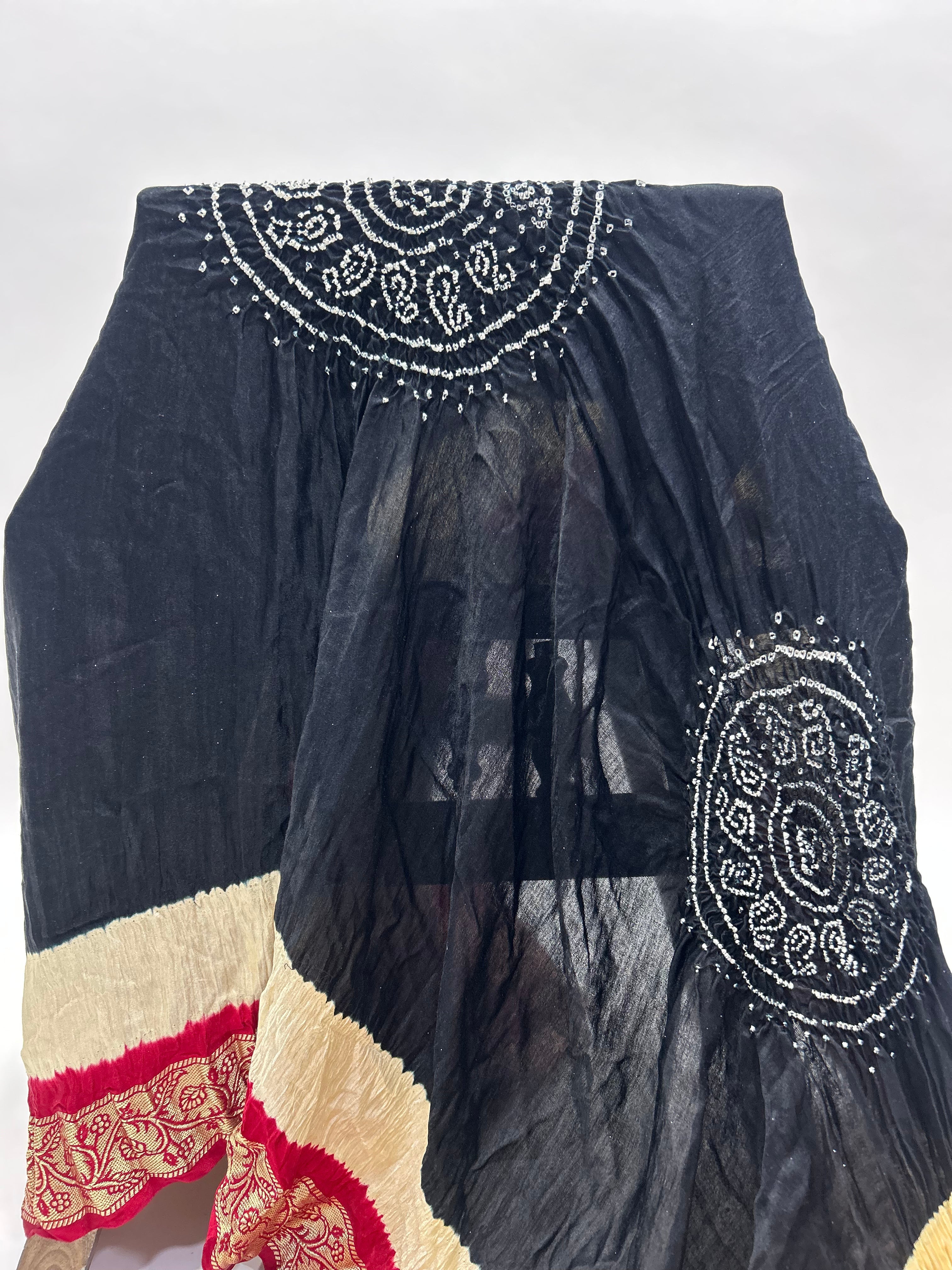 Black-Maroon Gajji Silk Designer Gala Dupatta With 3 Colour Dying black / Gajji Silk Dupattas