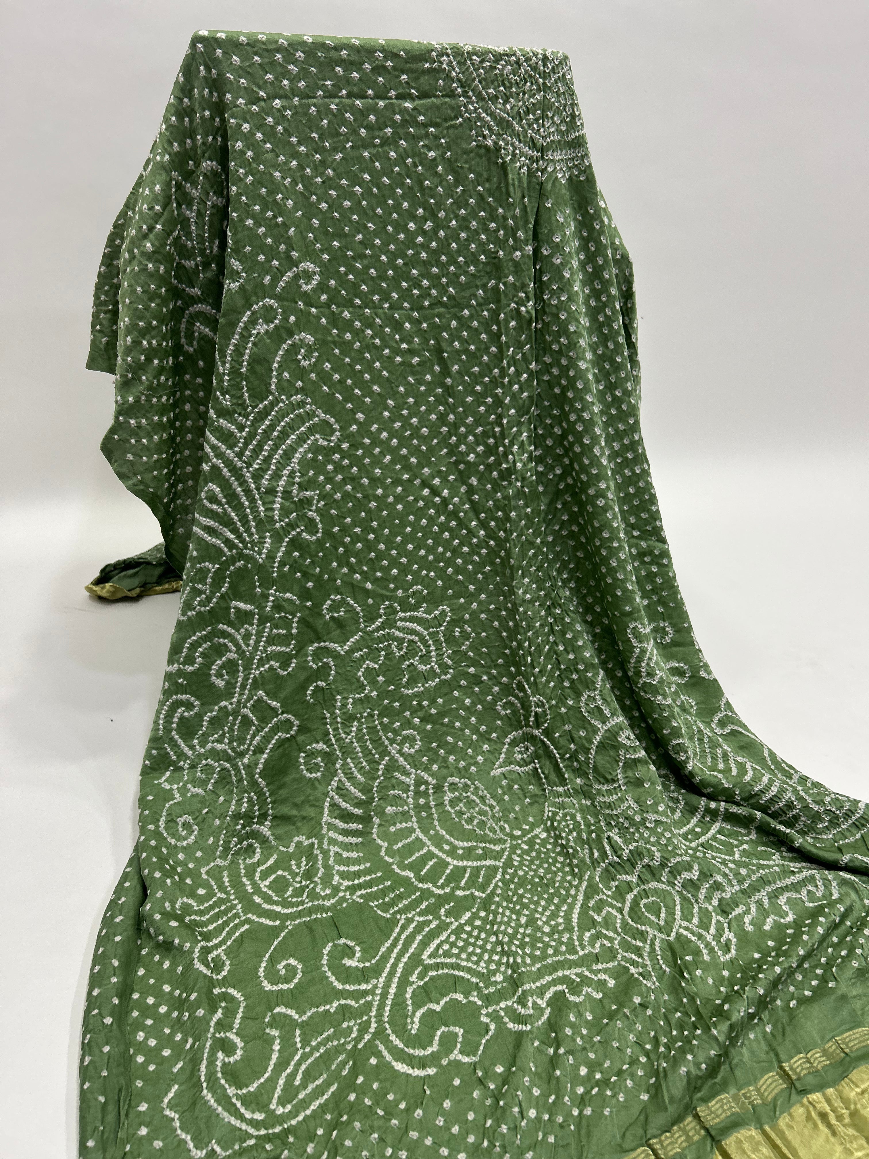Pista Gaji Silk MorPankh Bandhani Dupatta seagreen / Gaji Silk Dupattas