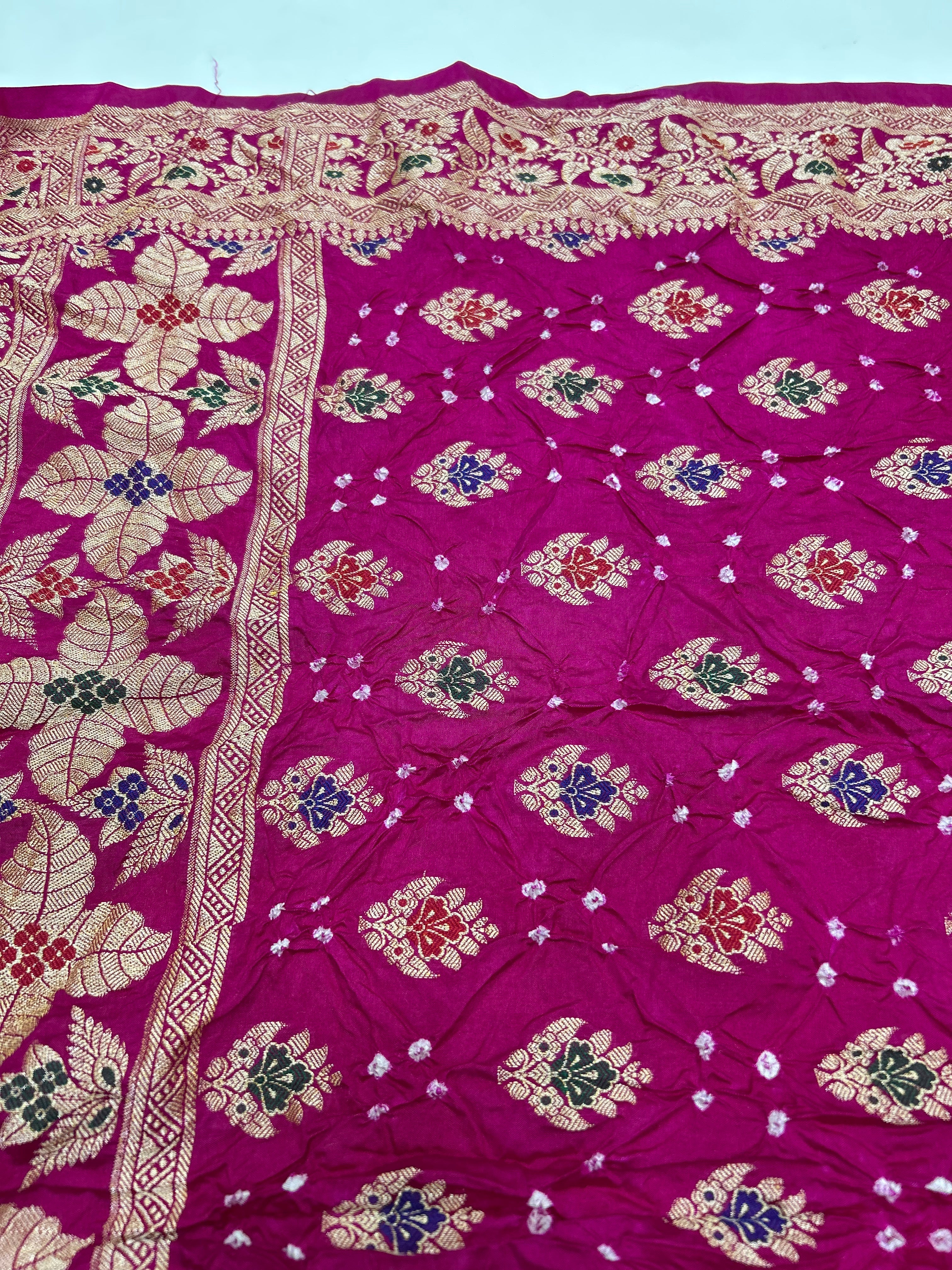 Rani & Red Art Dupion Butta Bandhani Dress Material deeppink / Art Silk Dresses