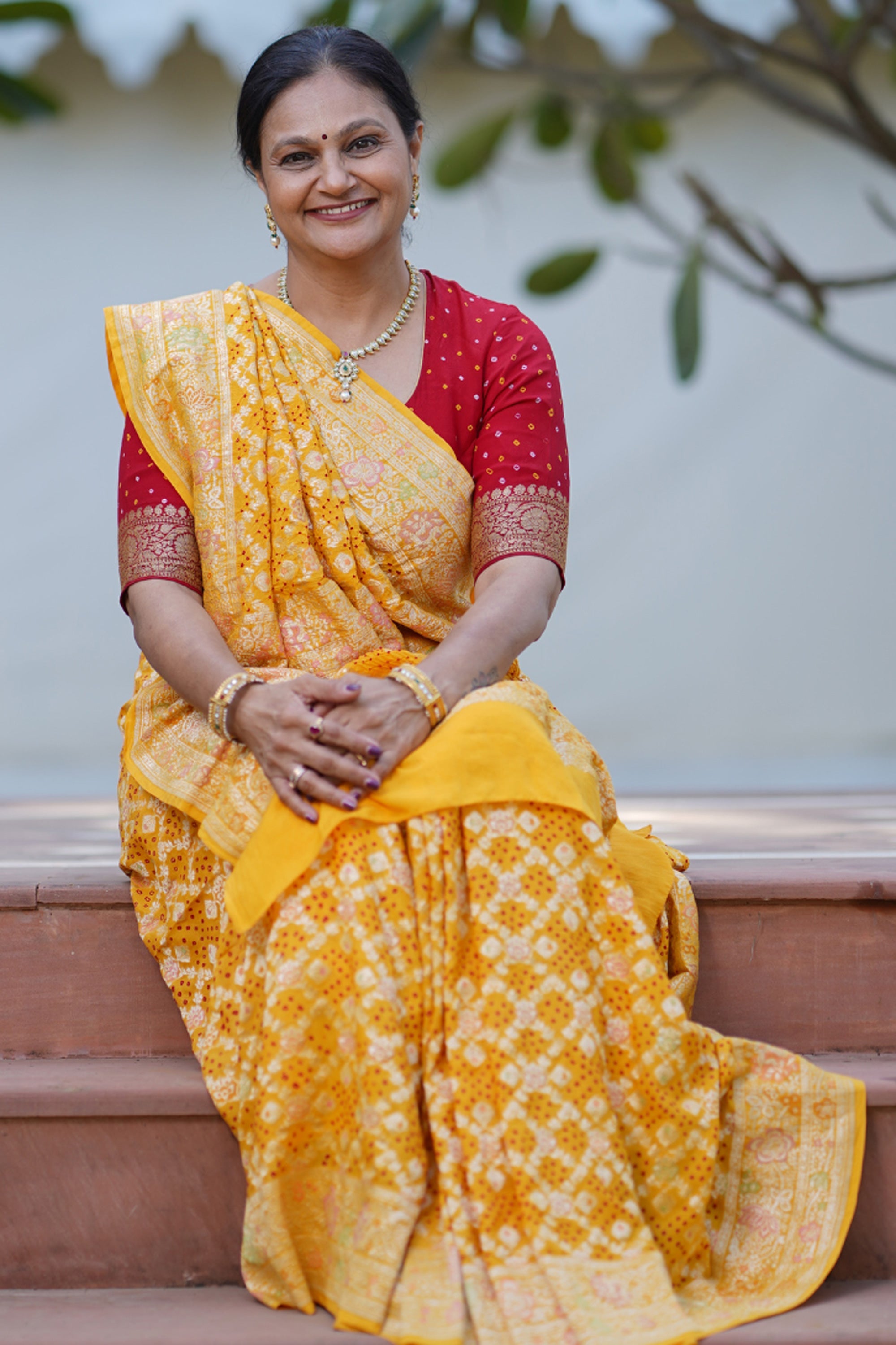 Georgette Banarasi Meenakari Handloom Saree In Yellow Sarees