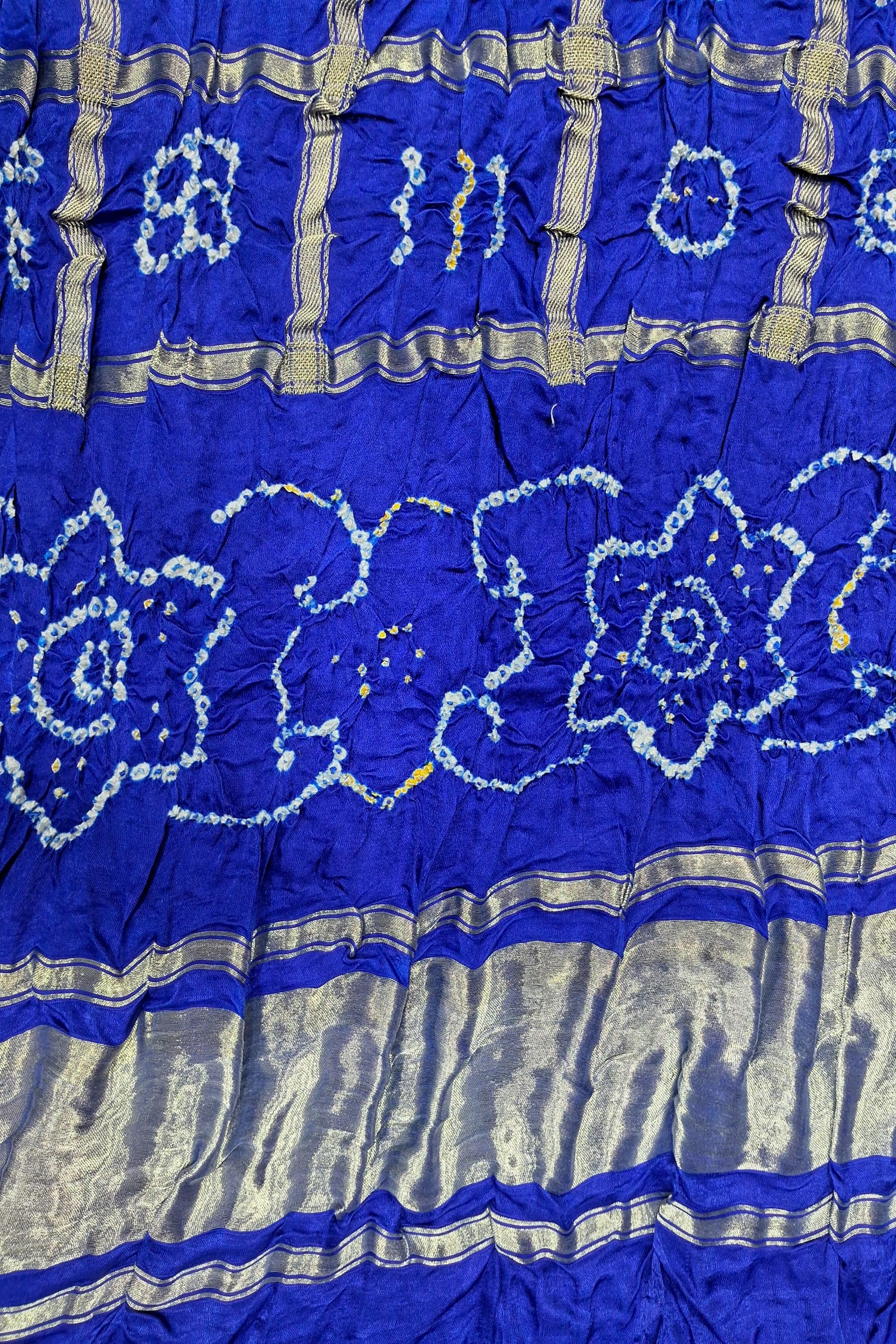 Blue Garchola Gajji Silk All Over Chex With Bandhani Lagdipatta Blouse Piece