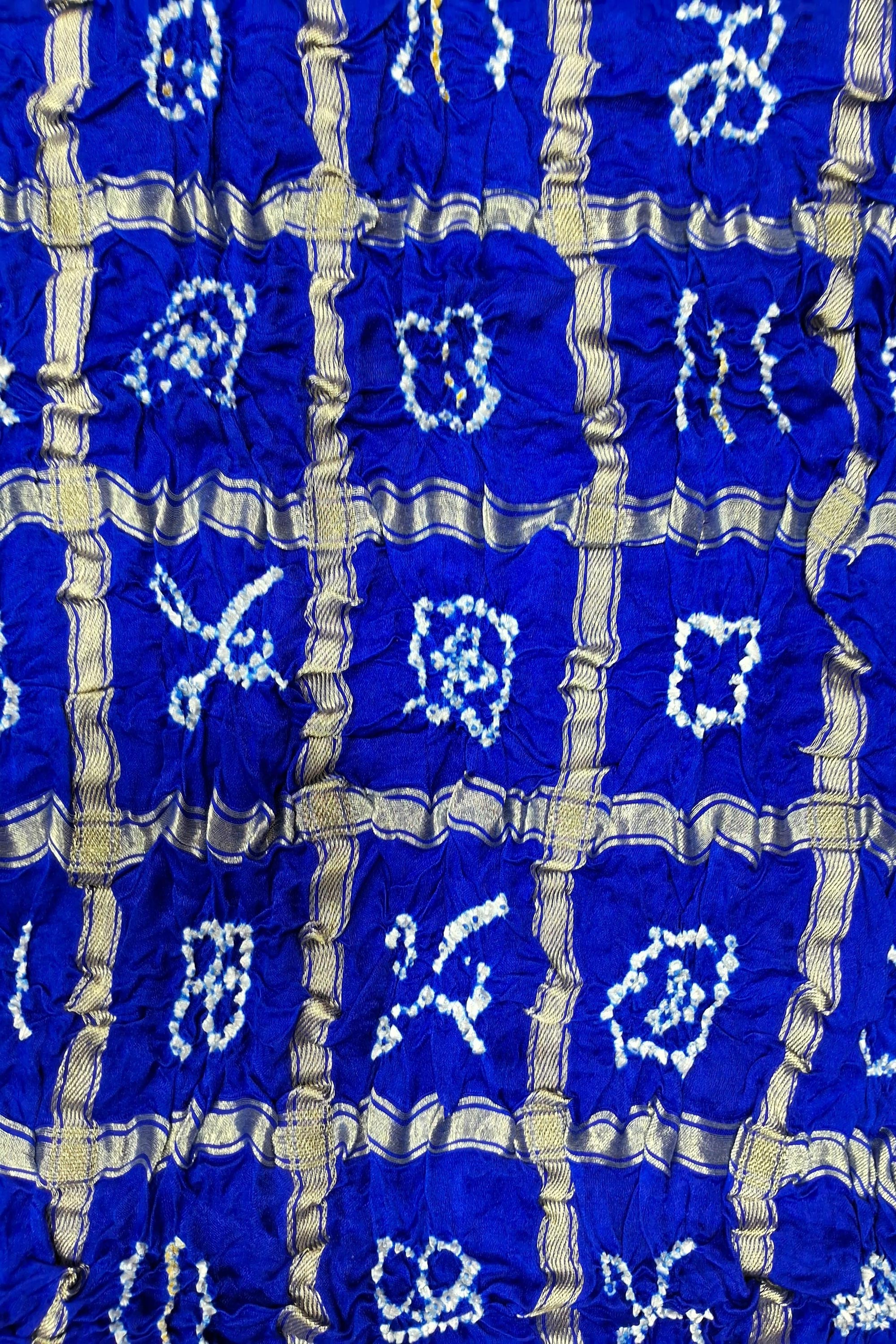 Blue Garchola Gajji Silk All Over Chex With Bandhani Lagdipatta Blouse Piece