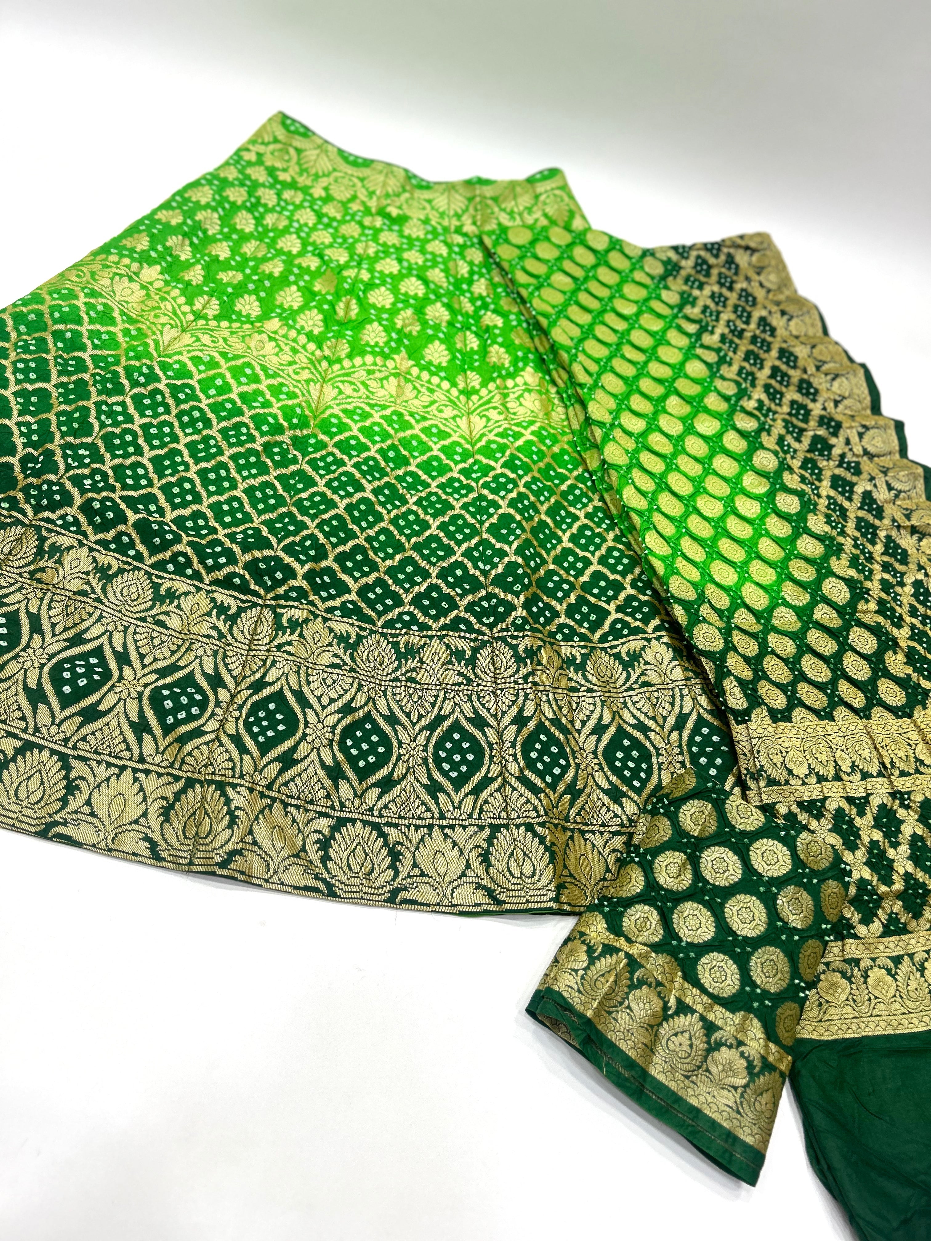 Parrot Green-Dark Green Art Dupion Silk Chaniya Choli Material green / Art Silk Lehengas