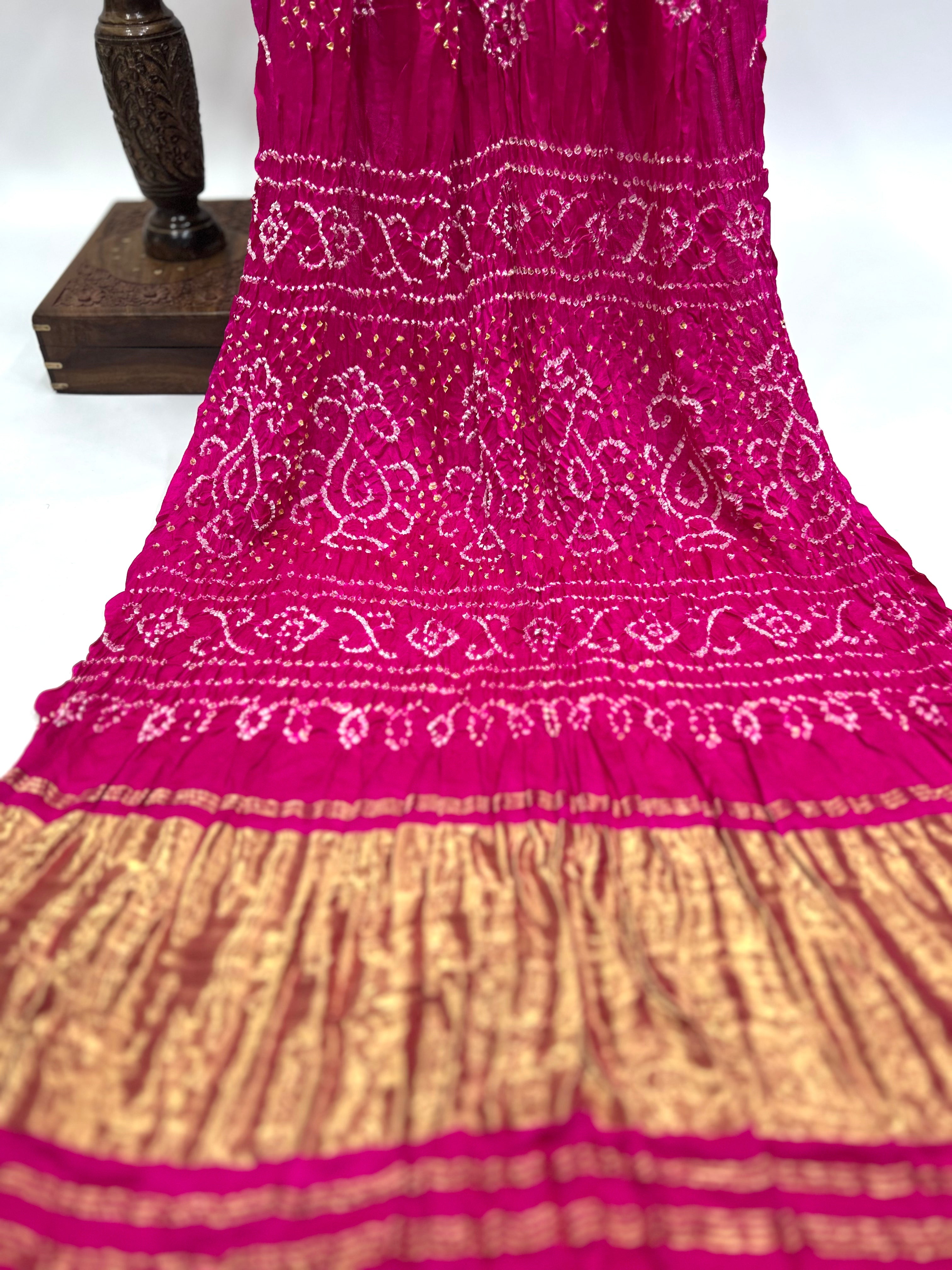 Pink Gajji Fancy Bandhani Saree Sarees