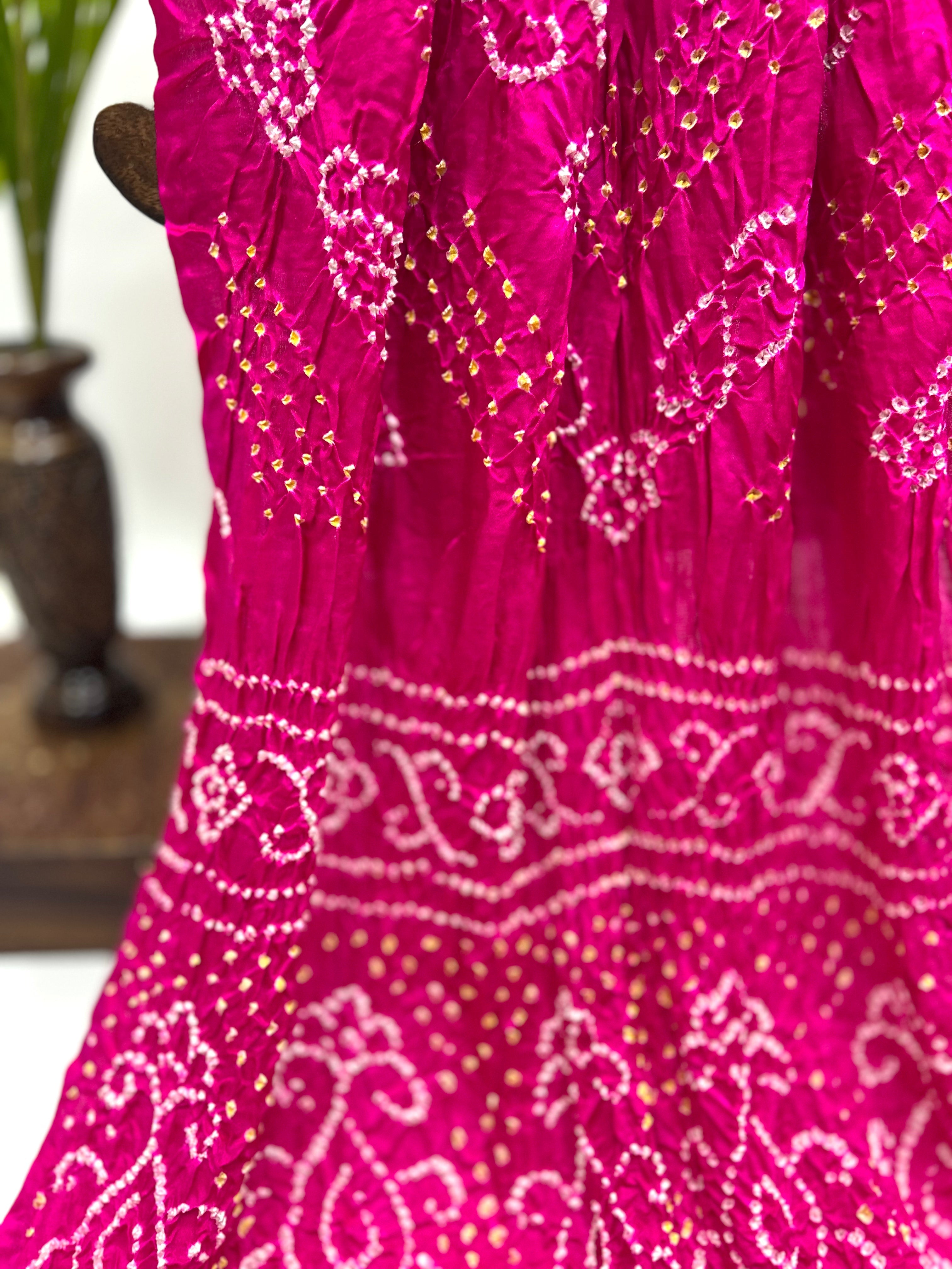 Pink Gajji Fancy Bandhani Saree Sarees