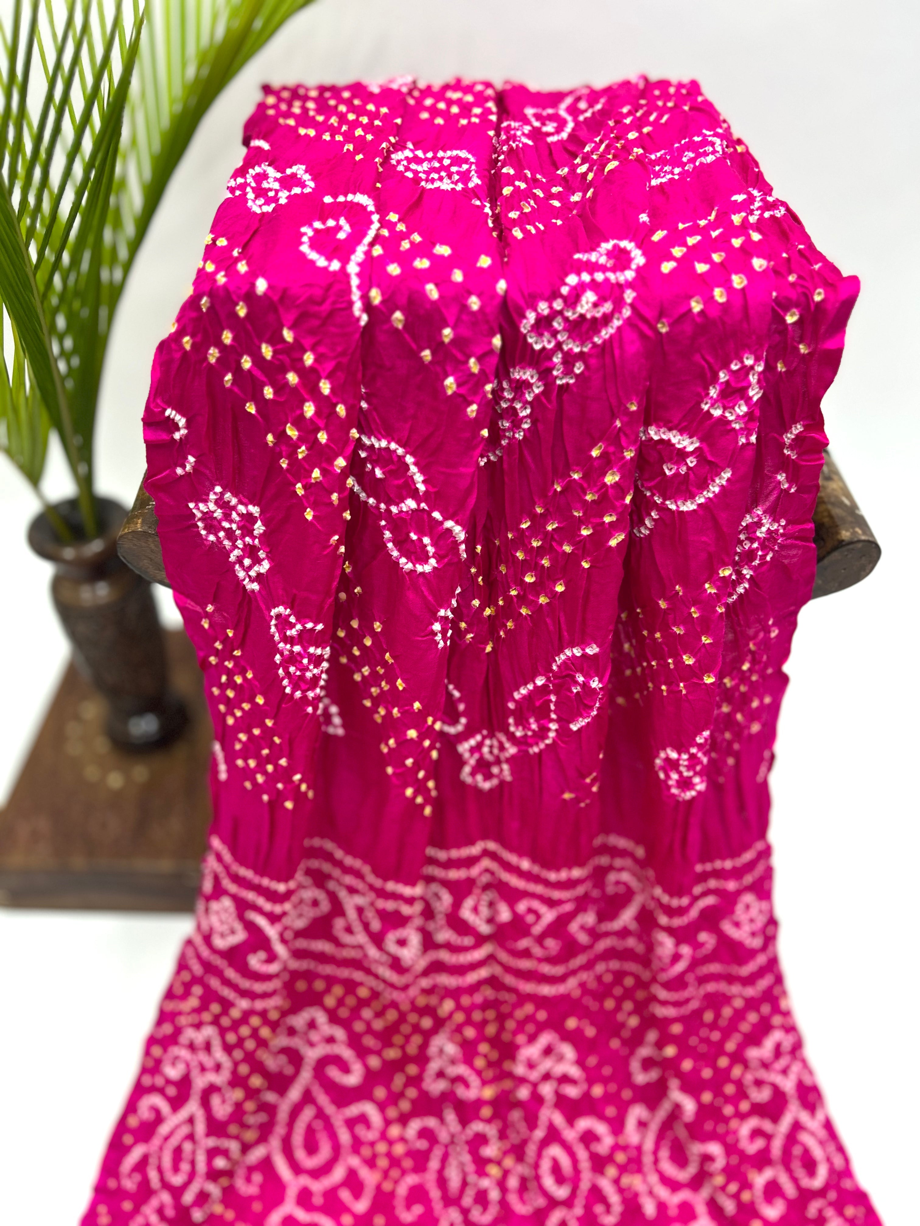 Pink Gajji Fancy Bandhani Saree Sarees