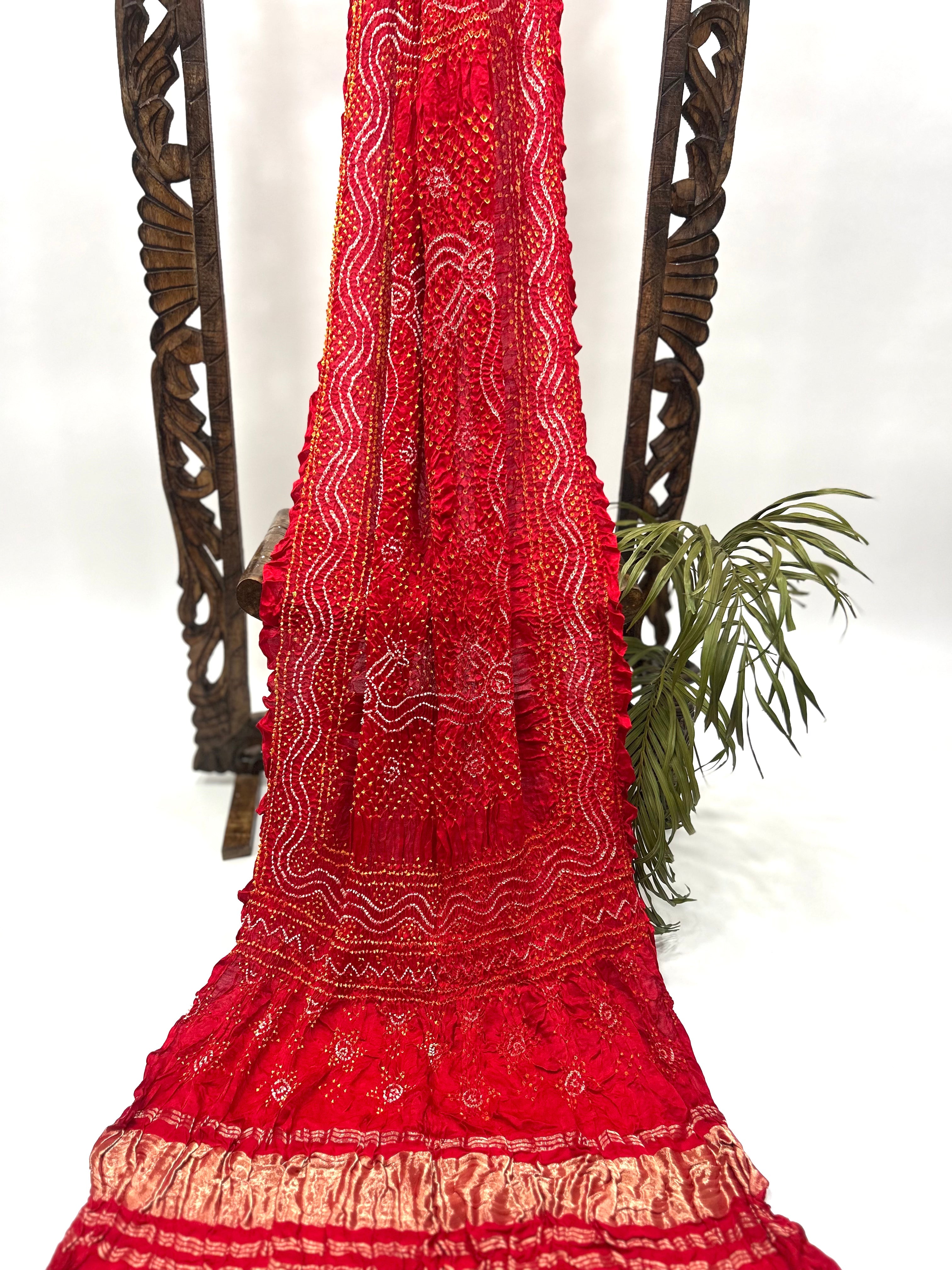 Red Gajji Silk Chandrakani Dupatta Dupattas
