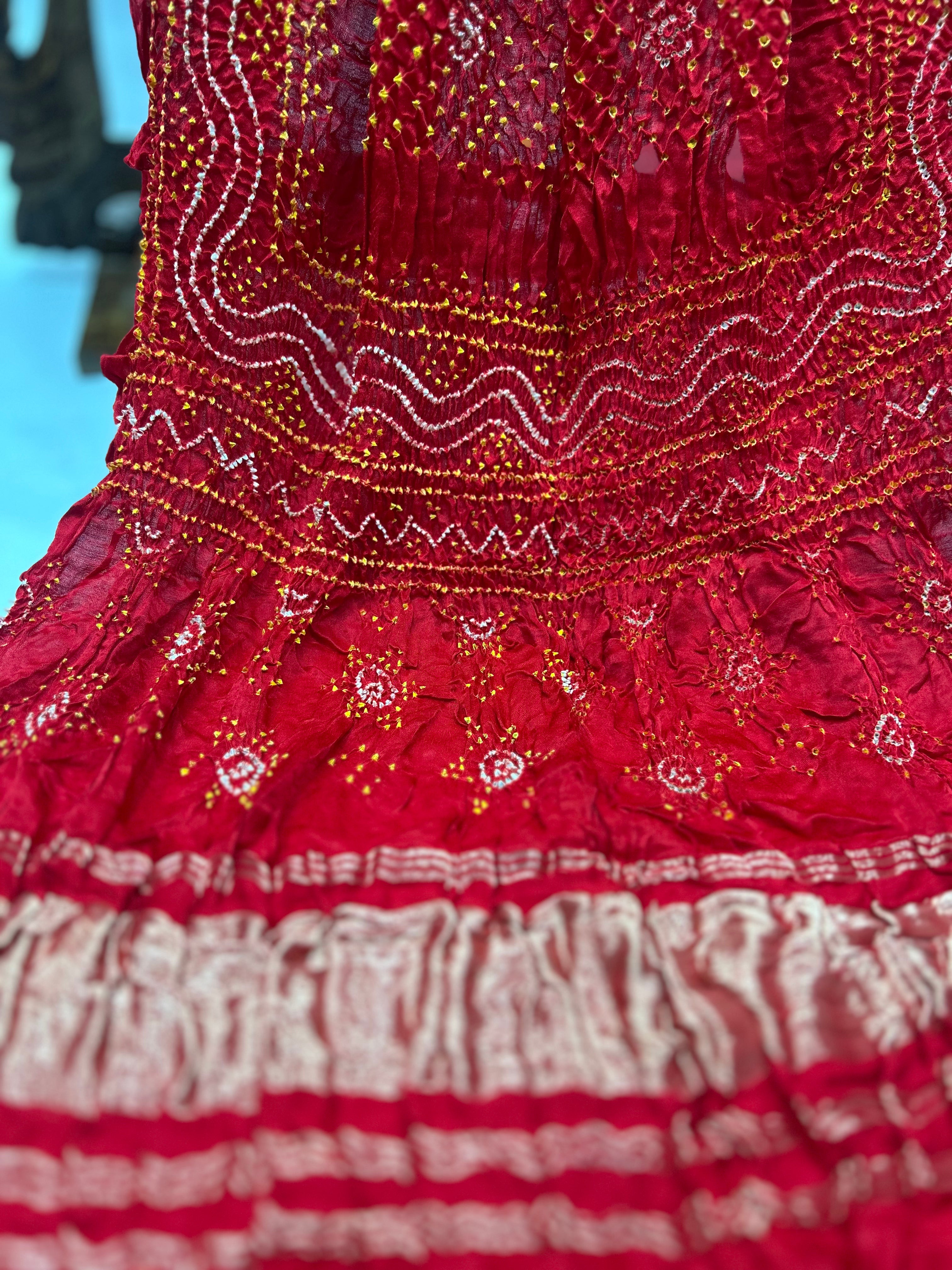 Red Gajji Silk Chandrakani Dupatta Dupattas
