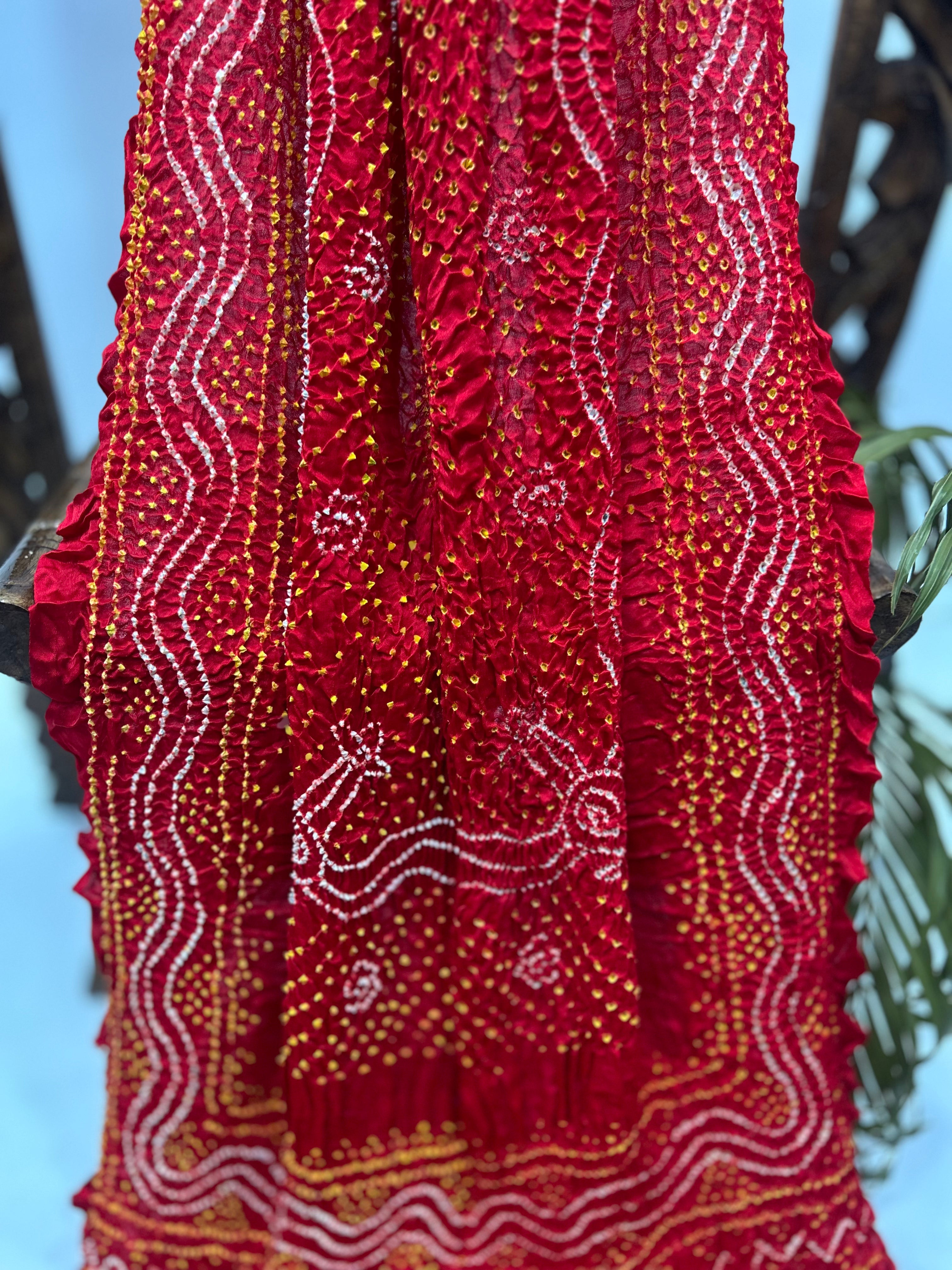 Red Gajji Silk Chandrakani Dupatta Dupattas