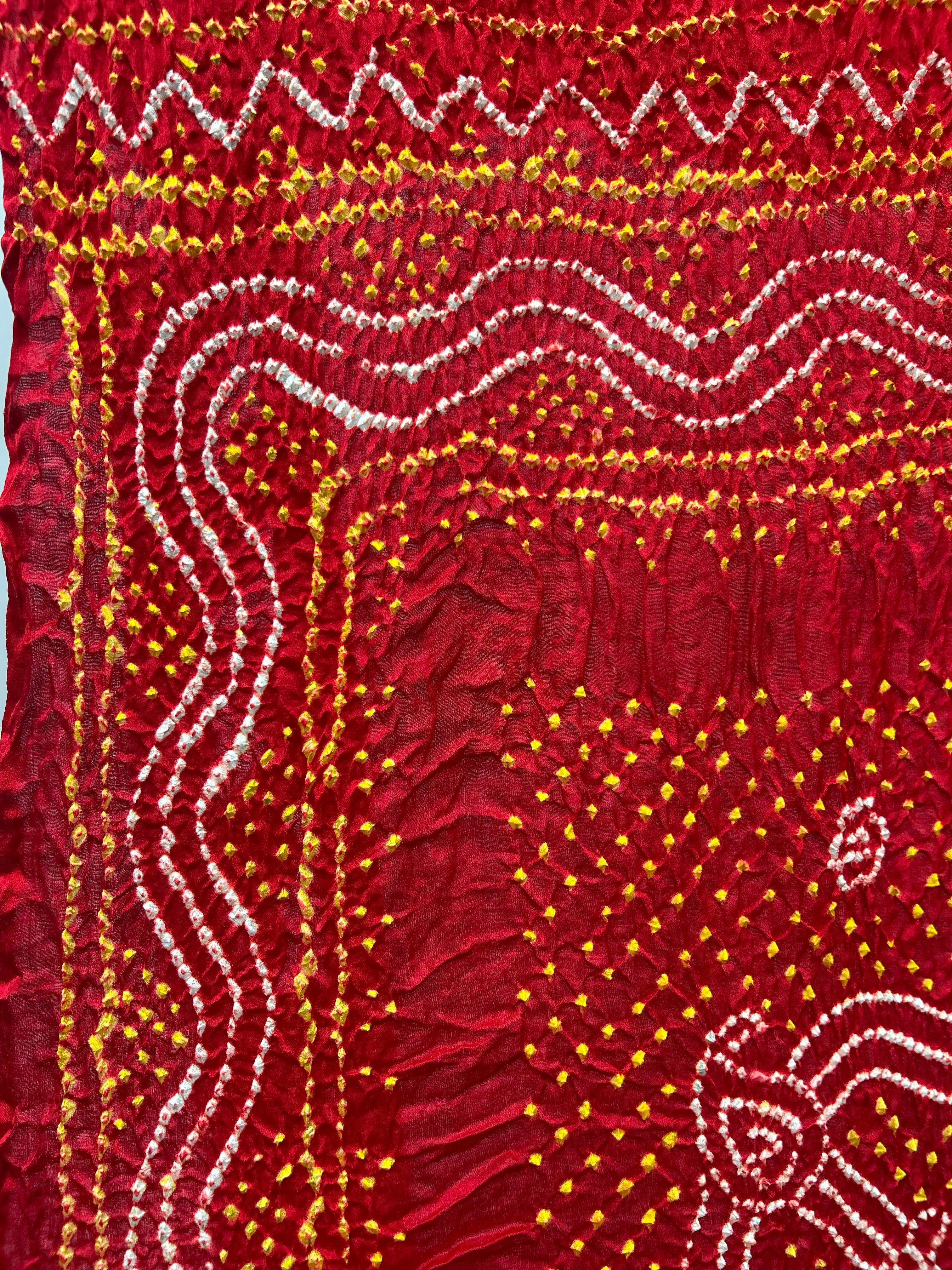 Red Gajji Silk Chandrakani Dupatta Dupattas
