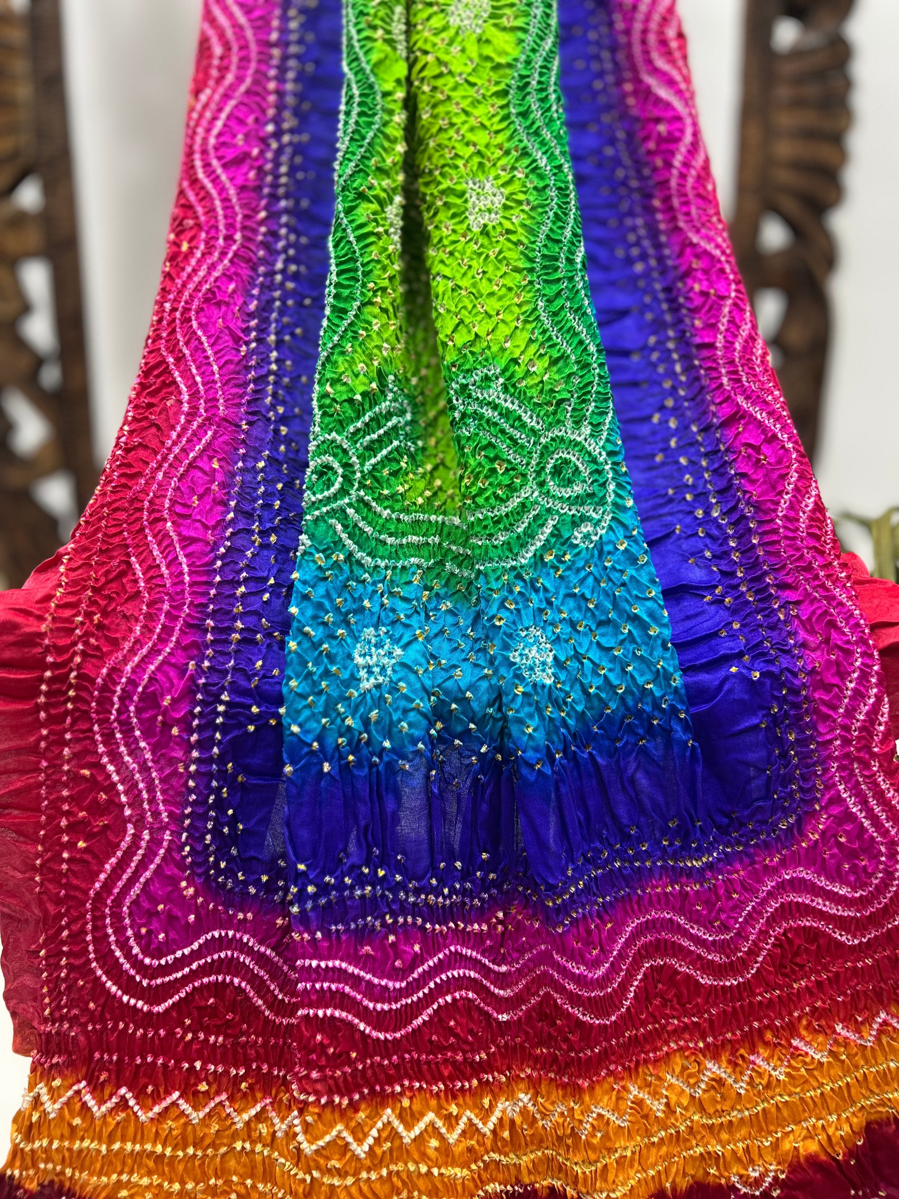 Multi Color And Rani Pink Gajji Silk Chandrakani Dupatta Dupattas