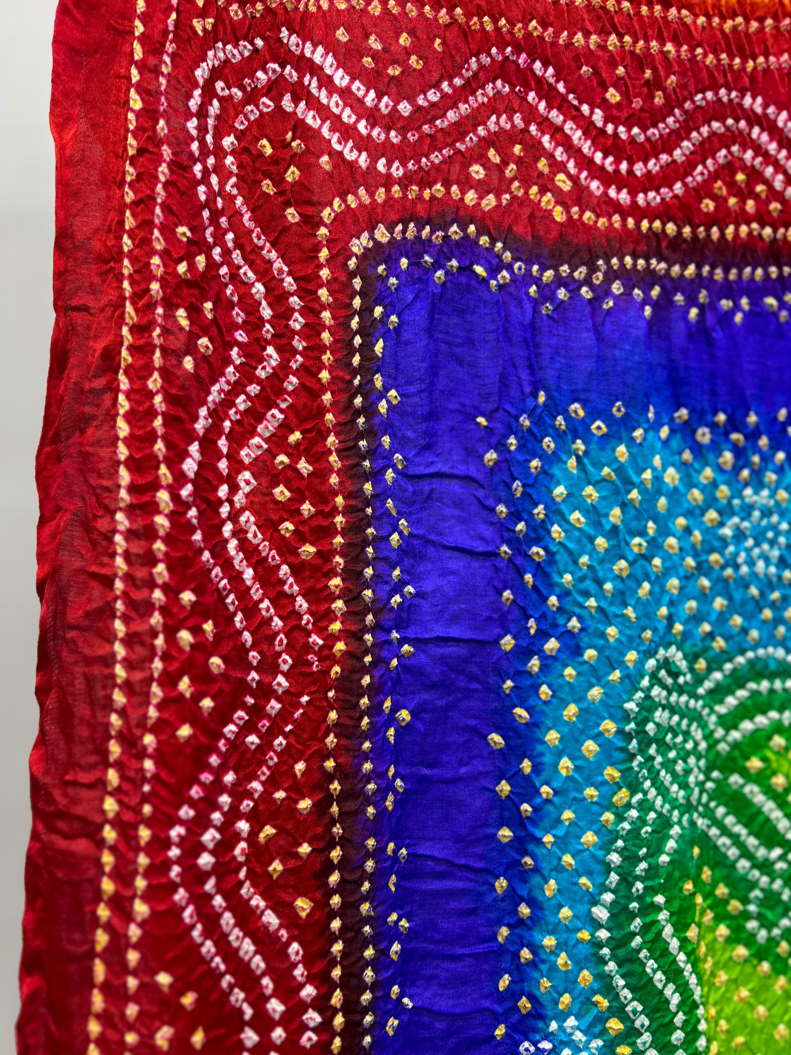 Multi Color And Maroon Gajji Silk Chandrakani Dupatta Dupattas