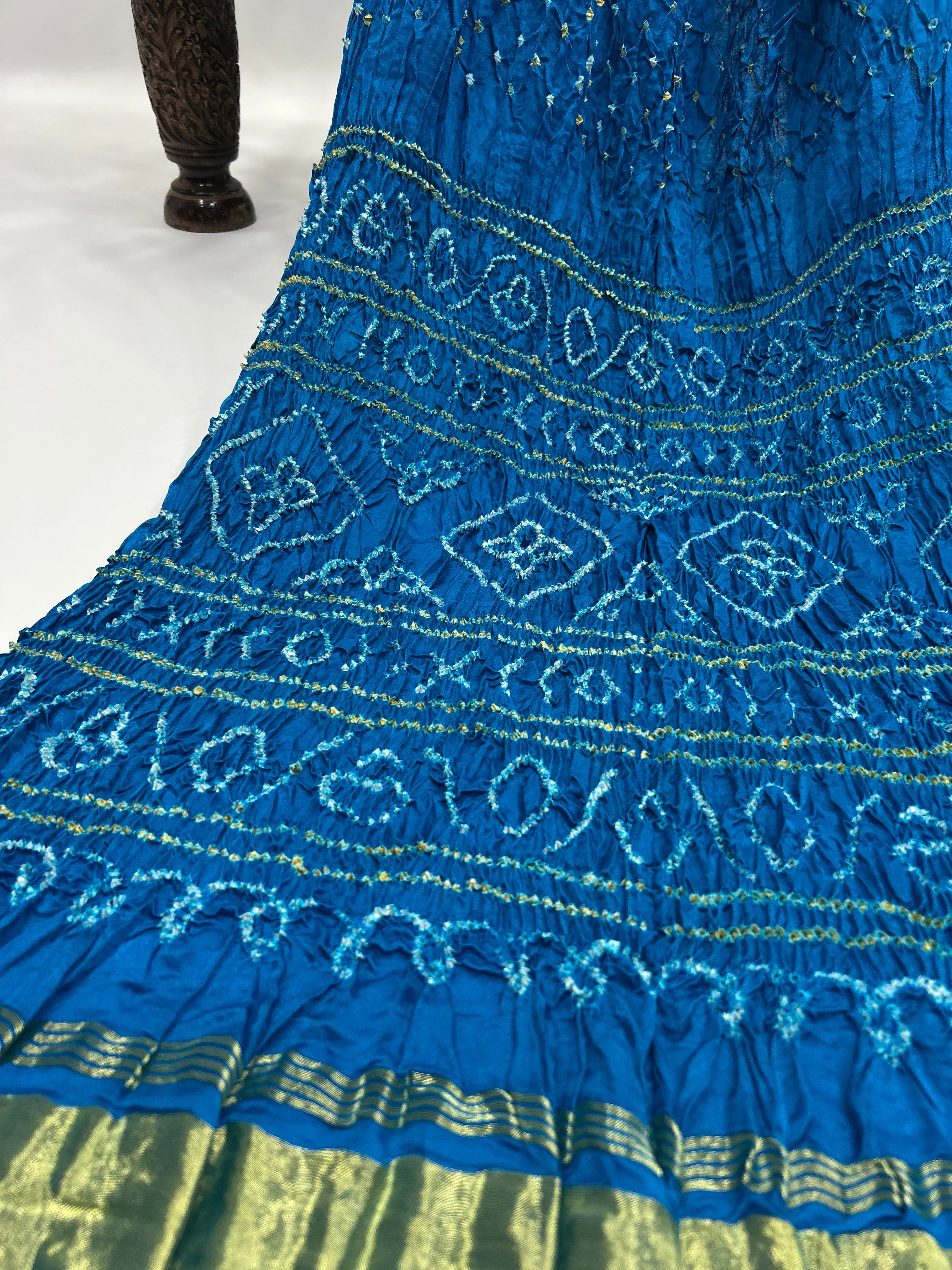 Firozy Gajji Silk Single Dot Bandhani Saree dodgerblue / Gajji Silk Sarees