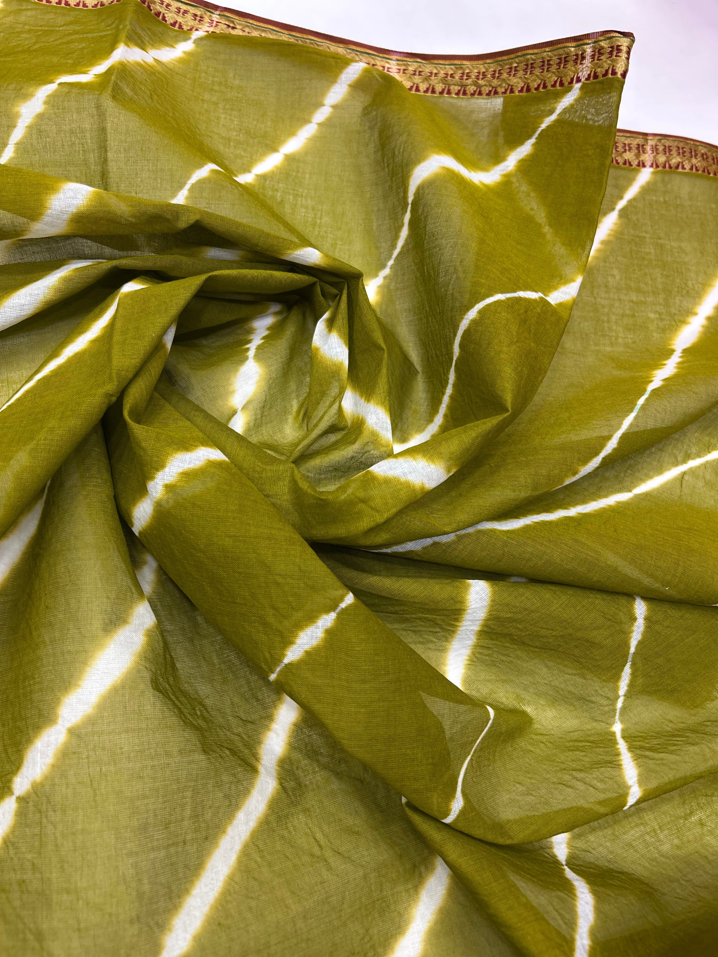 Purple-Mehendi Green Cotton Laheriya Dress Material green / Cotton Dresses