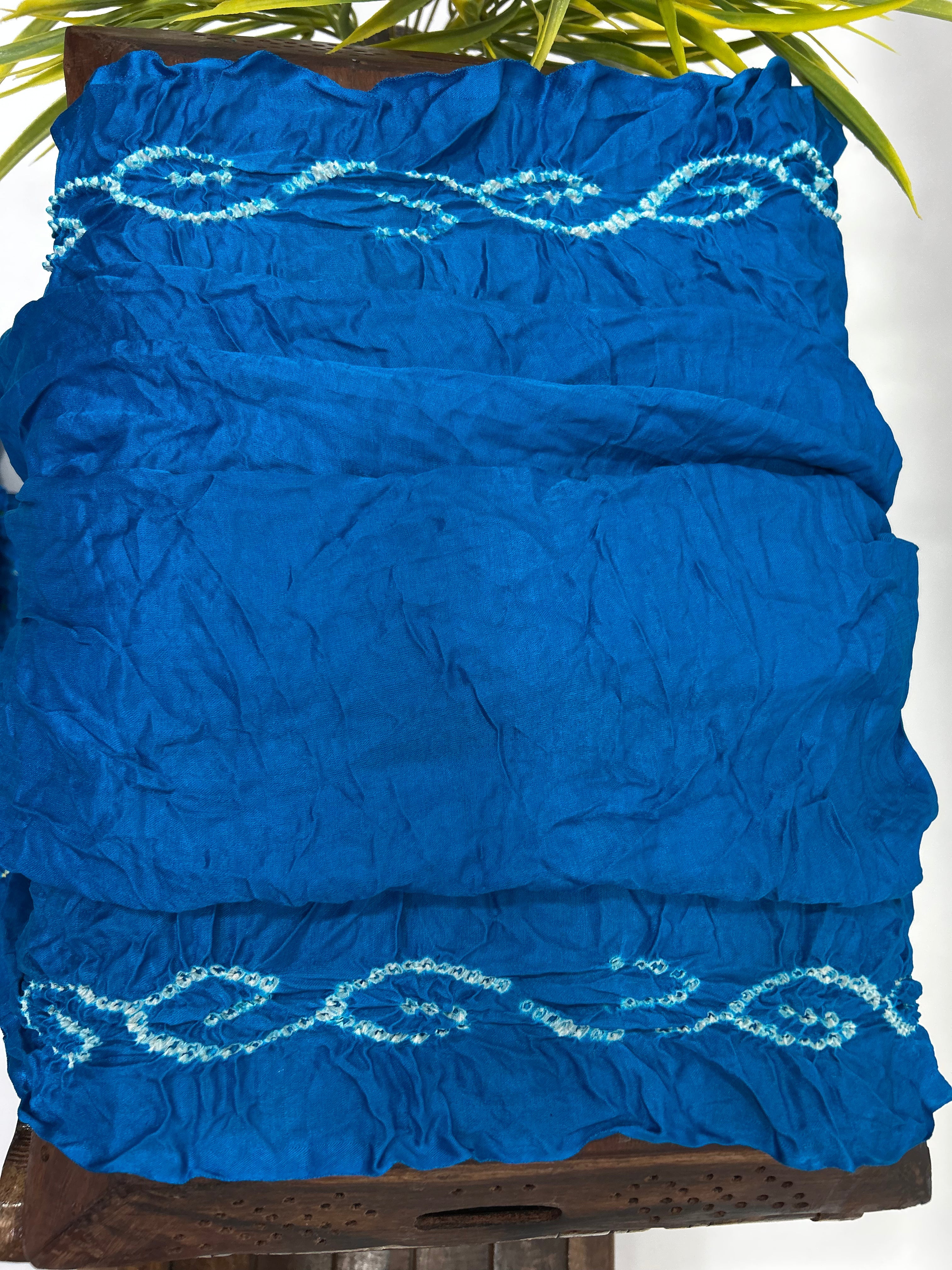 Firozy Gajji Silk Single Dot Bandhani Saree dodgerblue / Gajji Silk Sarees