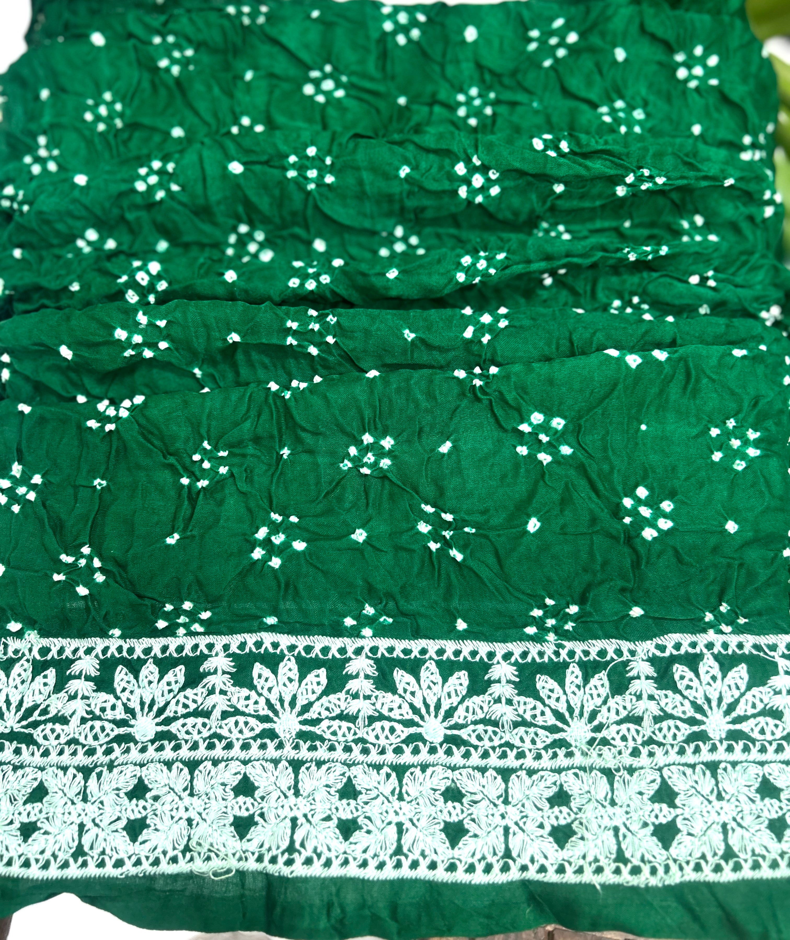 Dark Green Gajji Silk Lucknowi Heritage Drape Saree Sarees