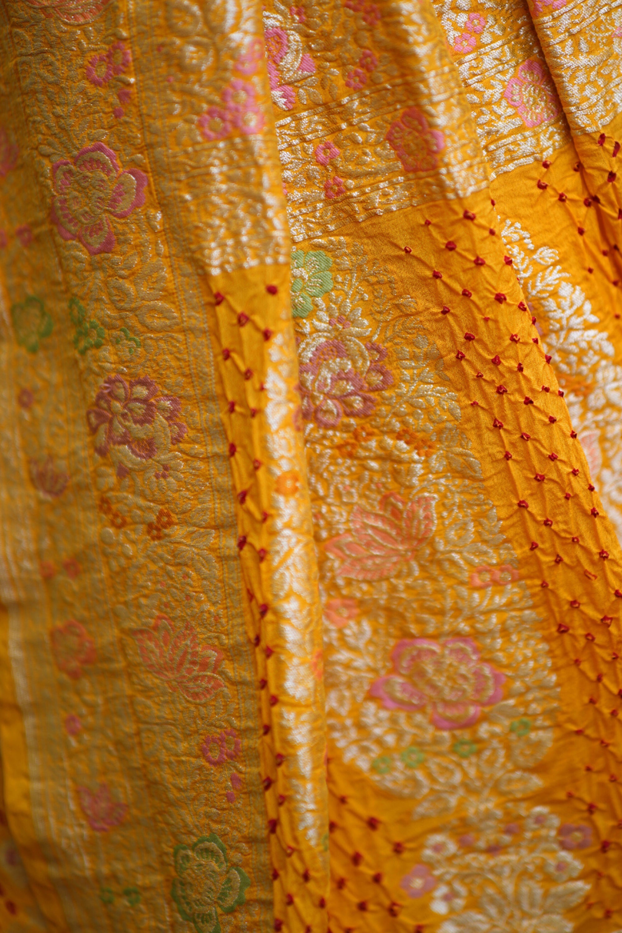 Georgette Banarasi Meenakari Handloom Saree In Yellow Sarees