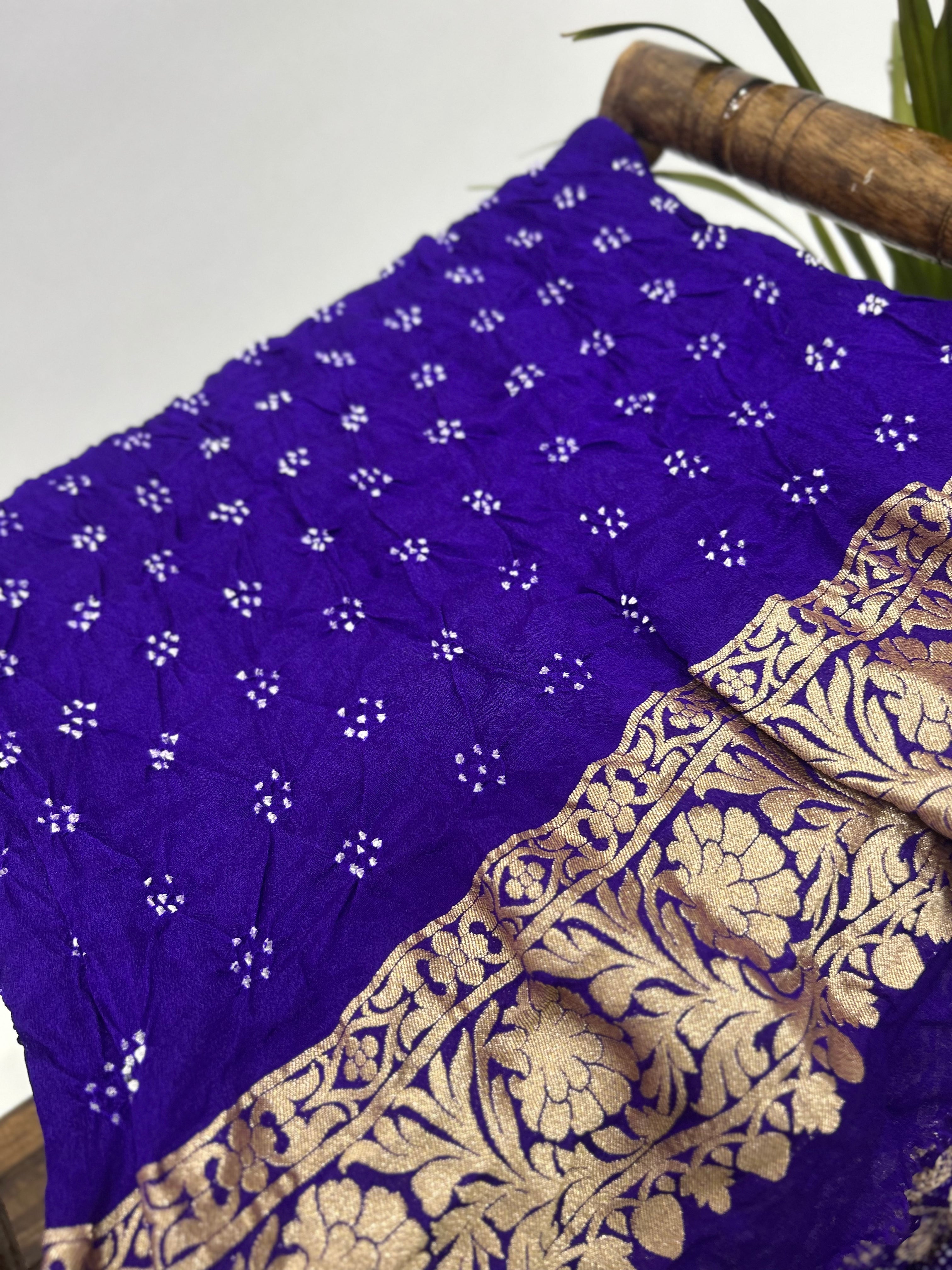Majestic Purple Bandhani Bridal Saree Sarees