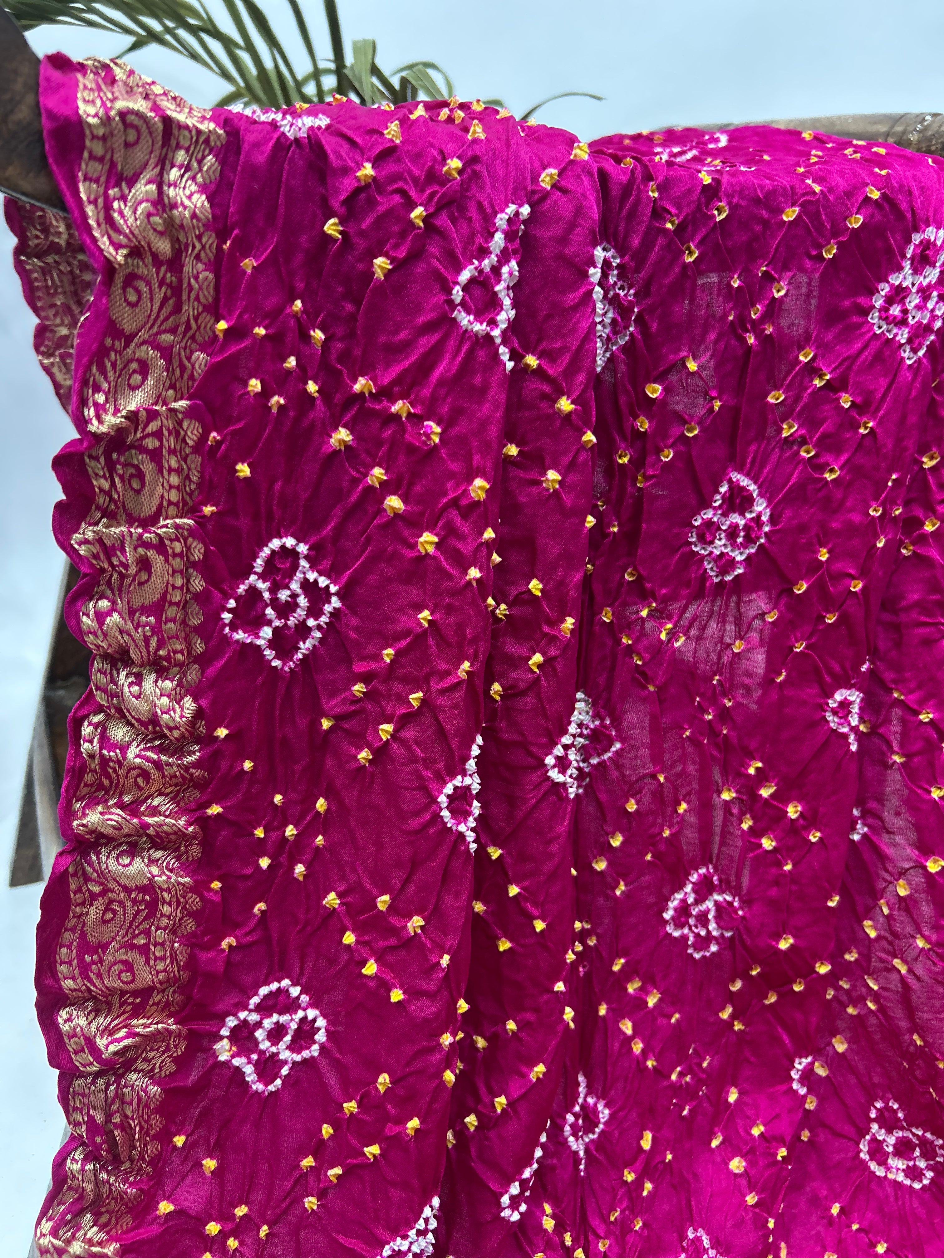 Regal Rani Banarasi Bandhani Bridal Saree With Palav magenta / Gajji Silk Sarees