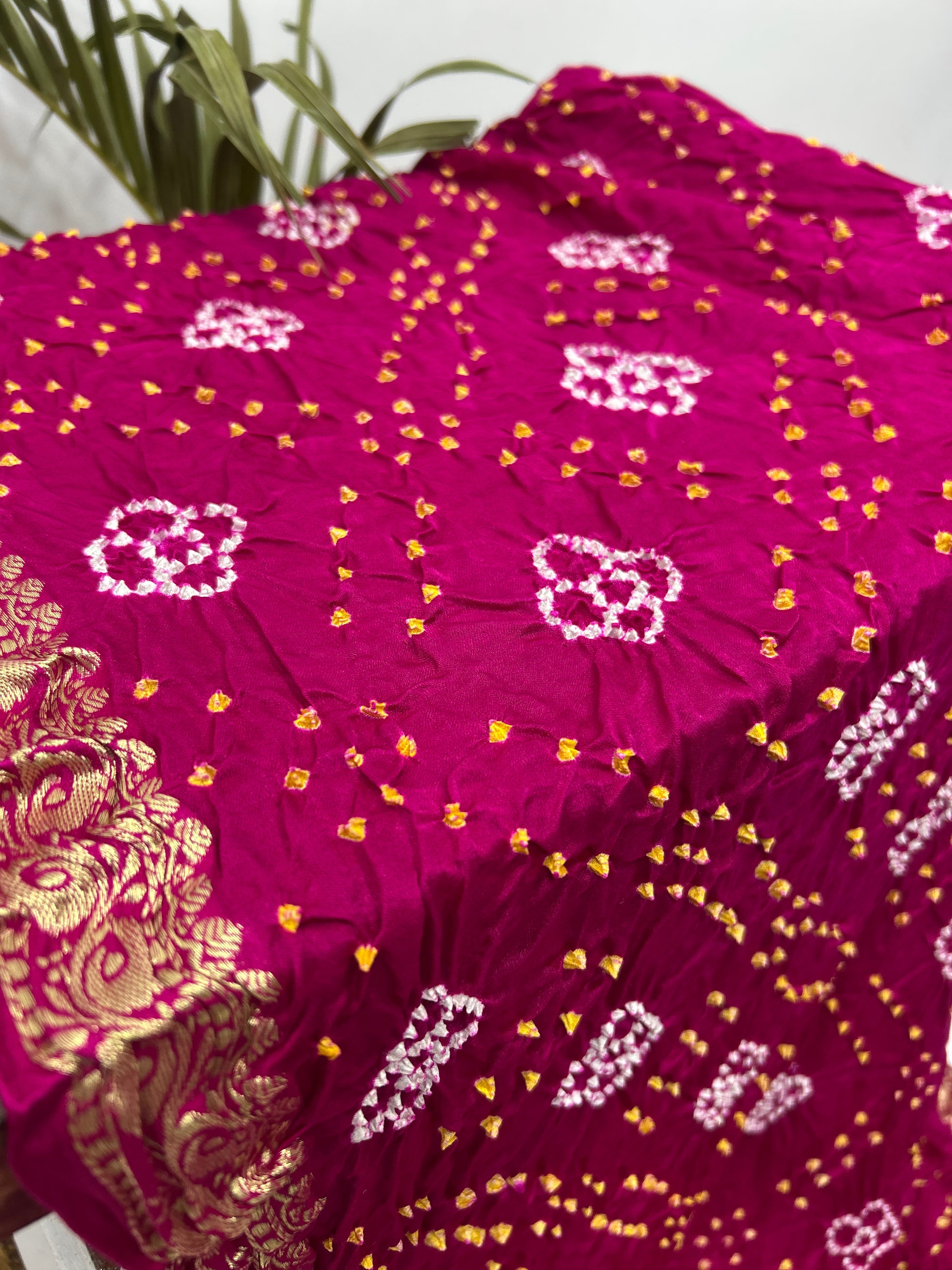 Regal Rani Banarasi Bandhani Bridal Saree With Palav magenta / Gajji Silk Sarees