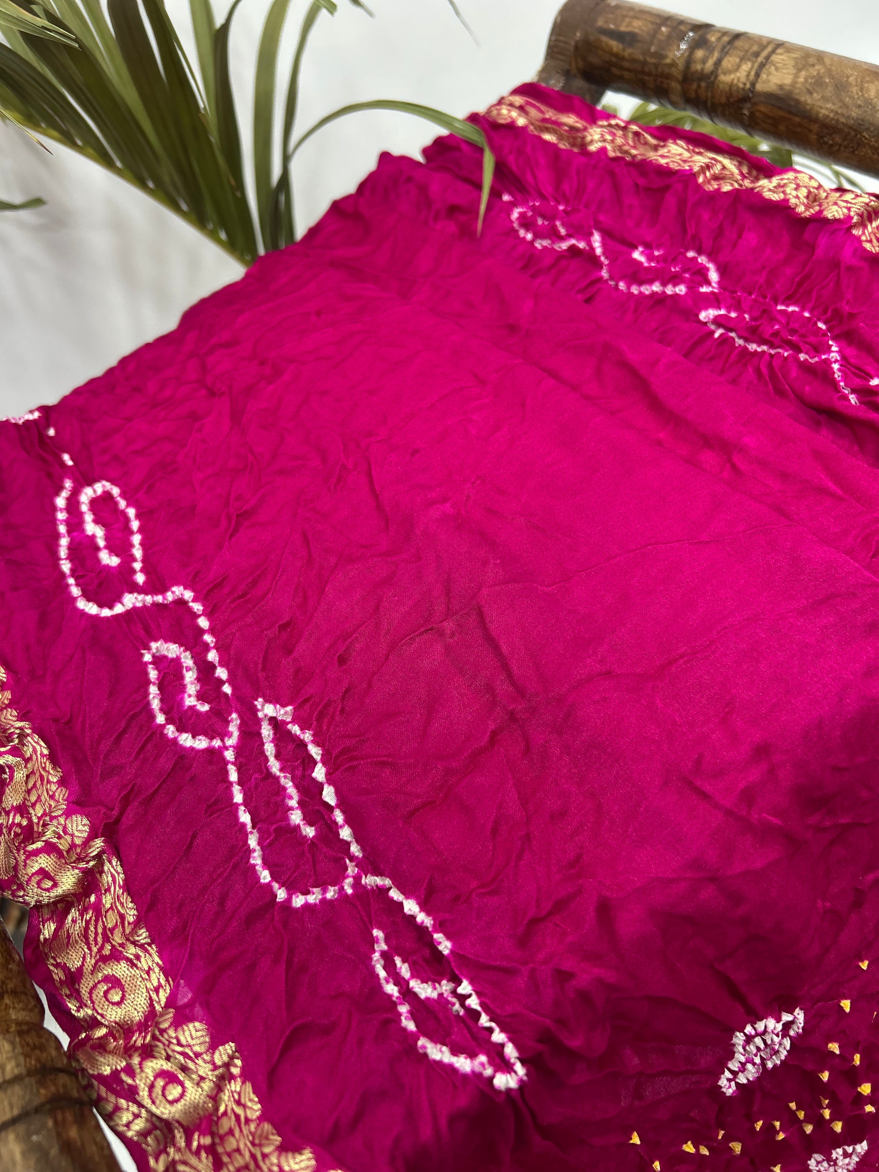 Regal Rani Banarasi Bandhani Bridal Saree With Palav magenta / Gajji Silk Sarees
