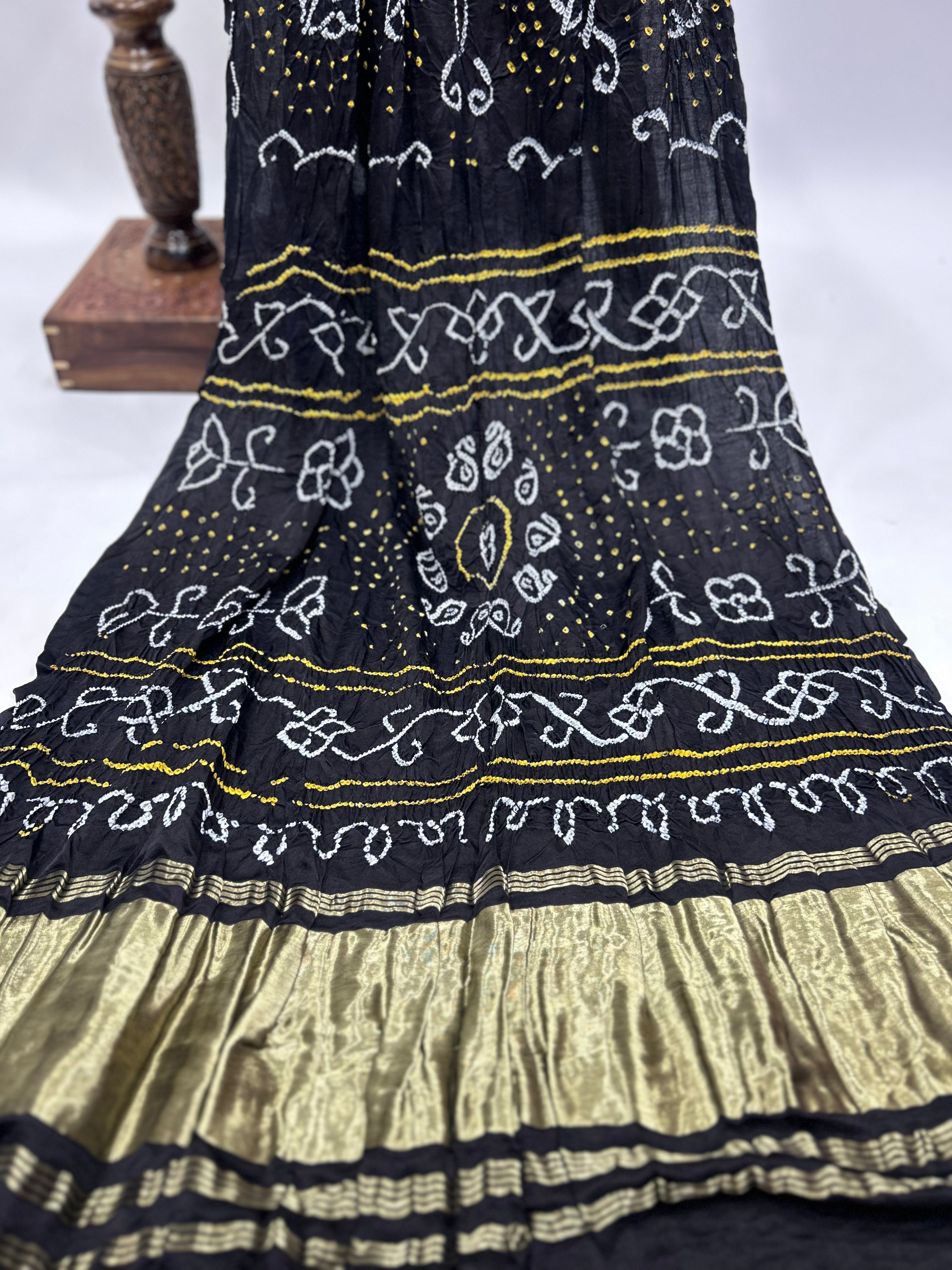 Black Gajji Fancy Bandhani Saree Sarees