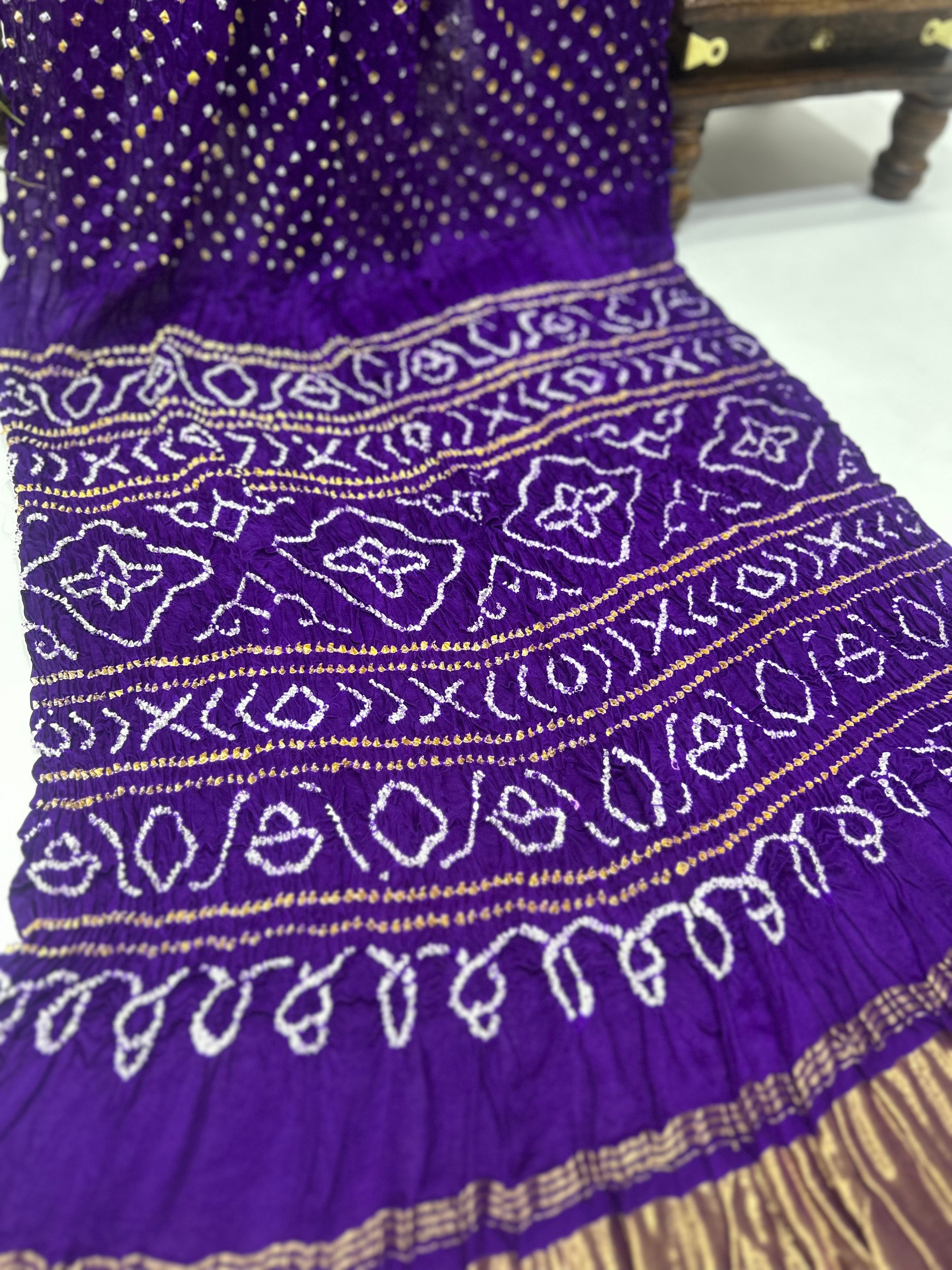 Gajji Silk Single Dot Bandhani Purple Saree Sarees