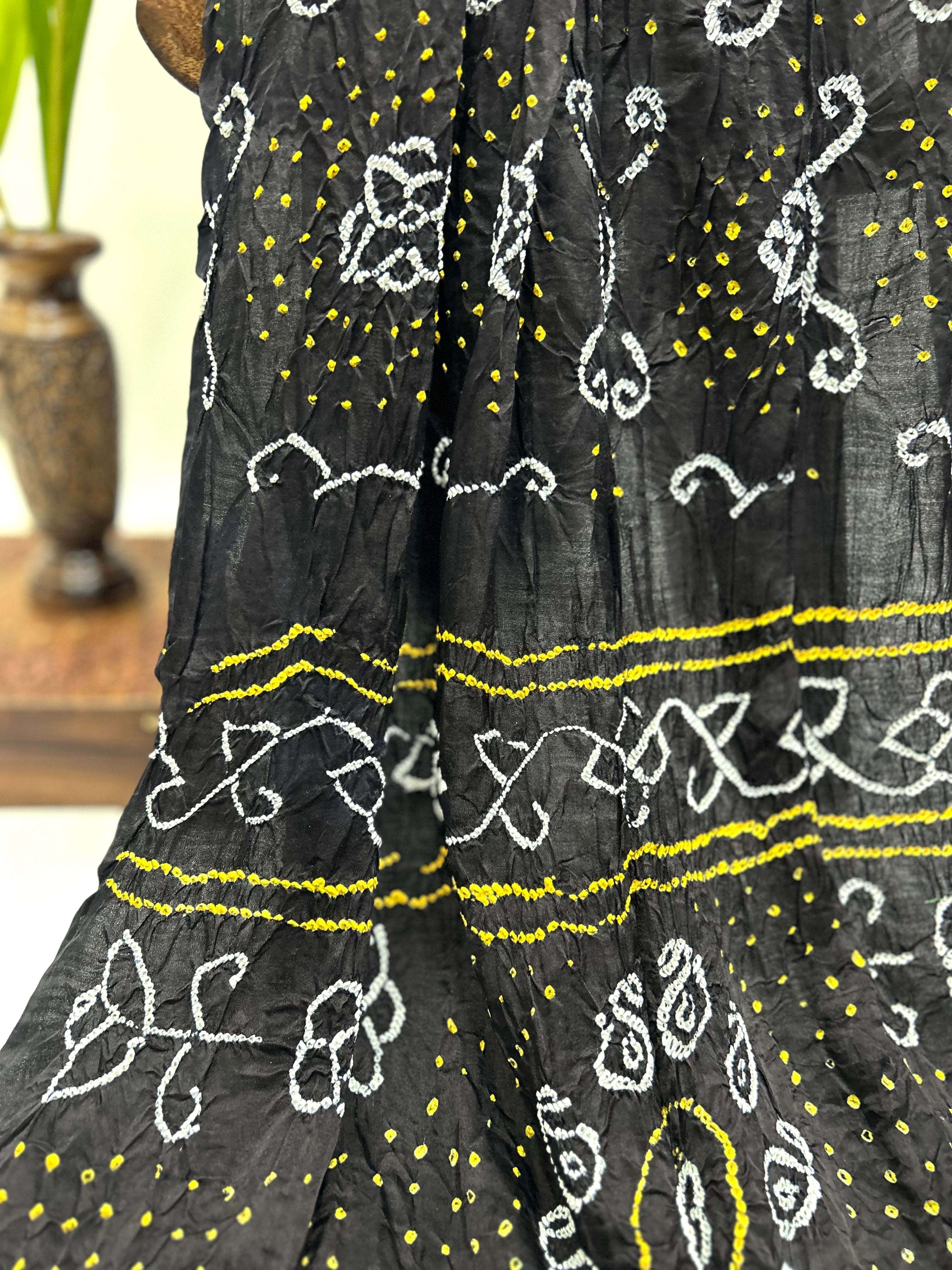 Black Gajji Fancy Bandhani Saree Sarees